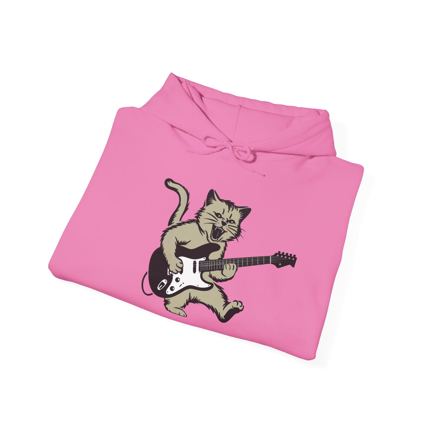 Rock Cat Playing Guitar Hoodie, Funny Guitar Cat Hoodie, Cat Lovers Gift for Her, Cat Mom Shirt, Cat Dad Shirt, Cool Cat Print, Cat Themed Gifts