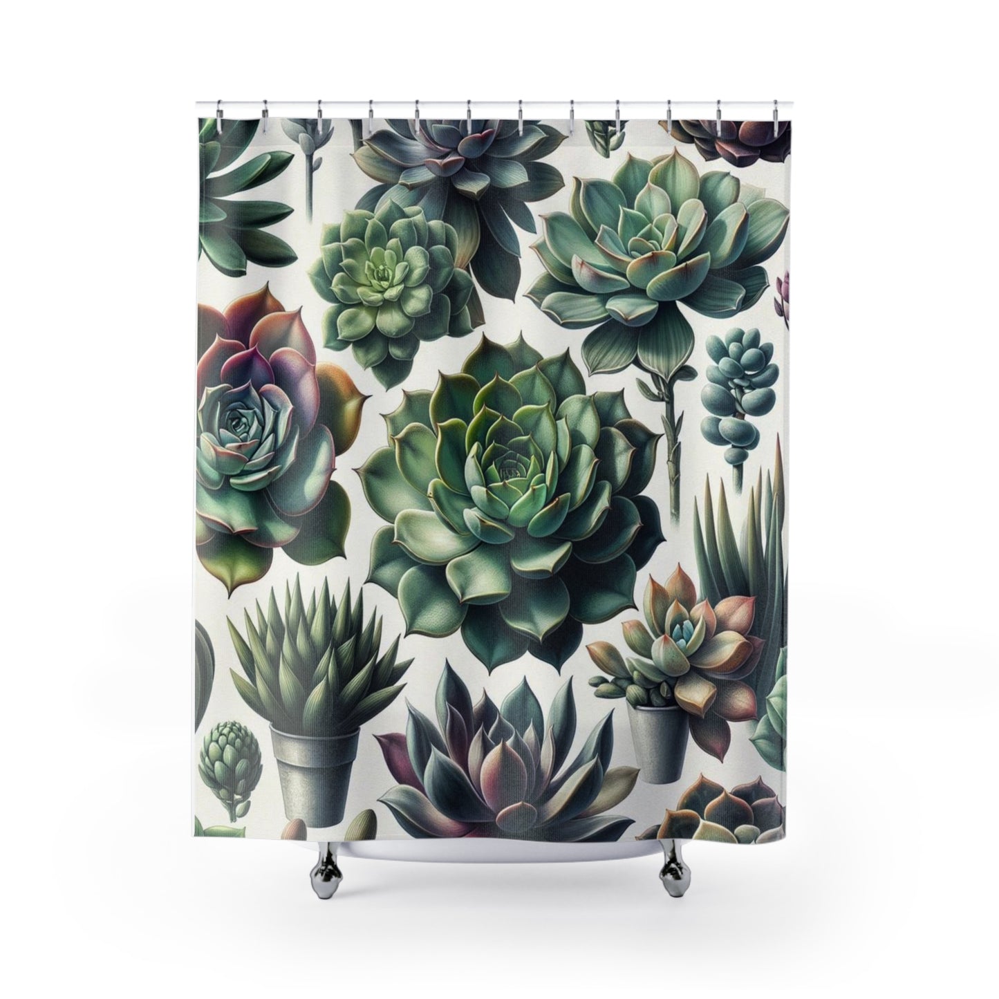 Succulent Scene Shower Curtain 71 x 74"