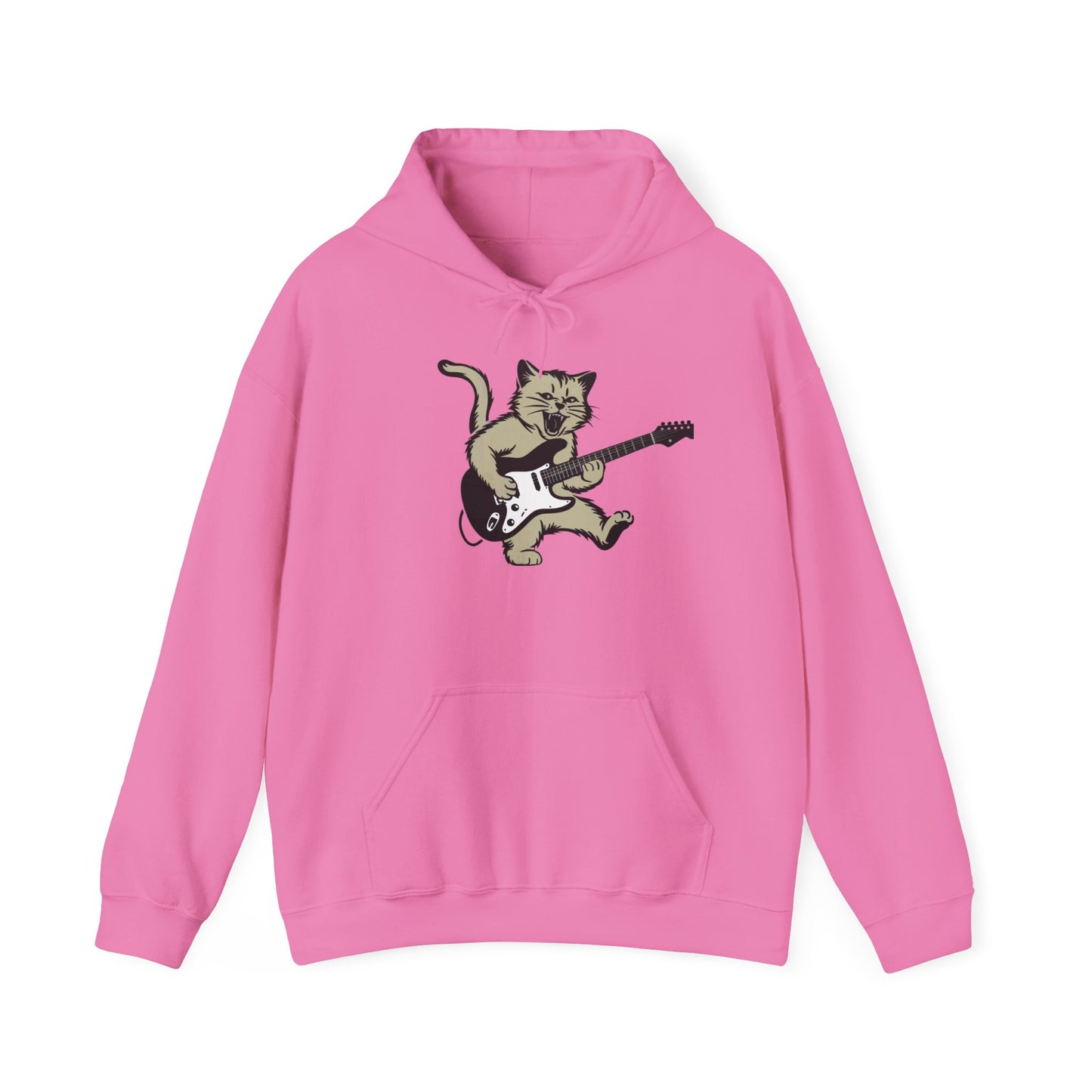 Rock Cat Playing Guitar Hoodie, Funny Guitar Cat Hoodie, Cat Lovers Gift for Her, Cat Mom Shirt, Cat Dad Shirt, Cool Cat Print, Cat Themed Gifts