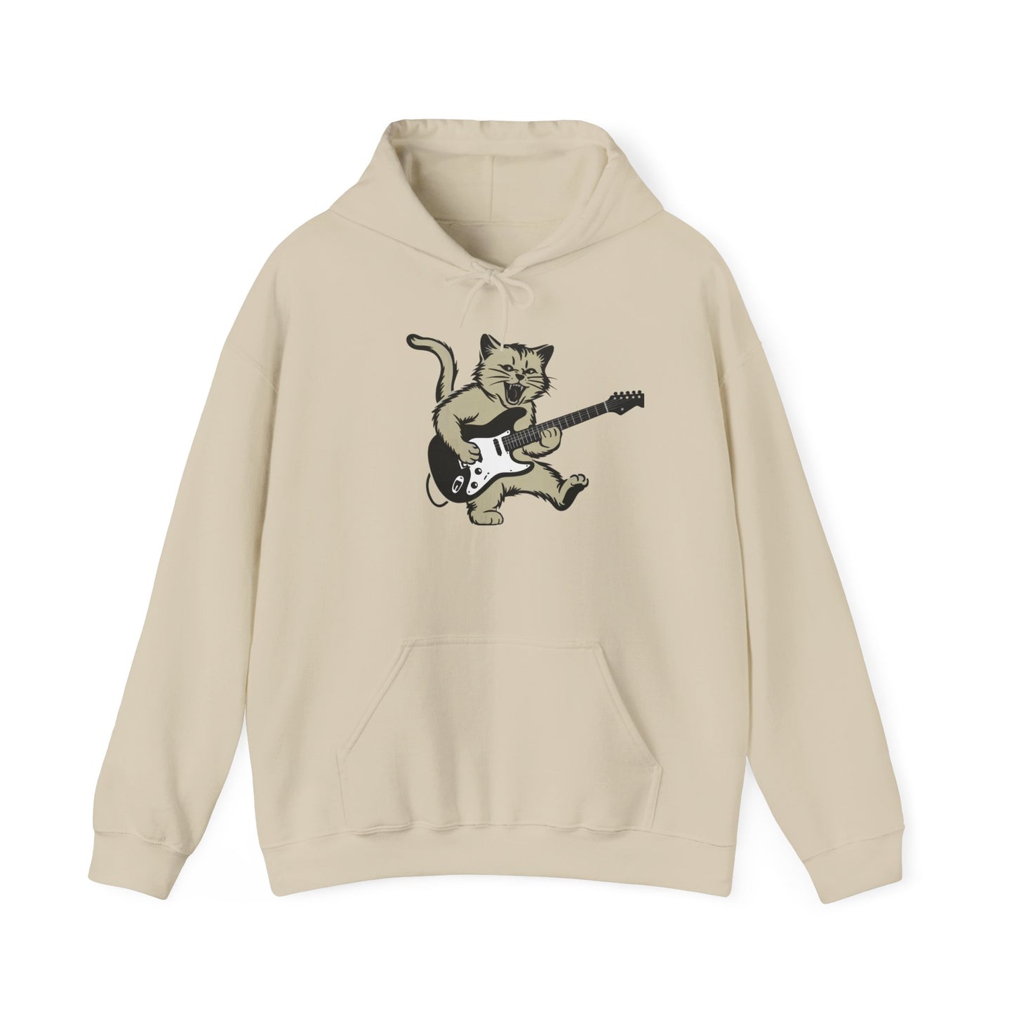 Rock Cat Playing Guitar Hoodie, Funny Guitar Cat Hoodie, Cat Lovers Gift for Her, Cat Mom Shirt, Cat Dad Shirt, Cool Cat Print, Cat Themed Gifts