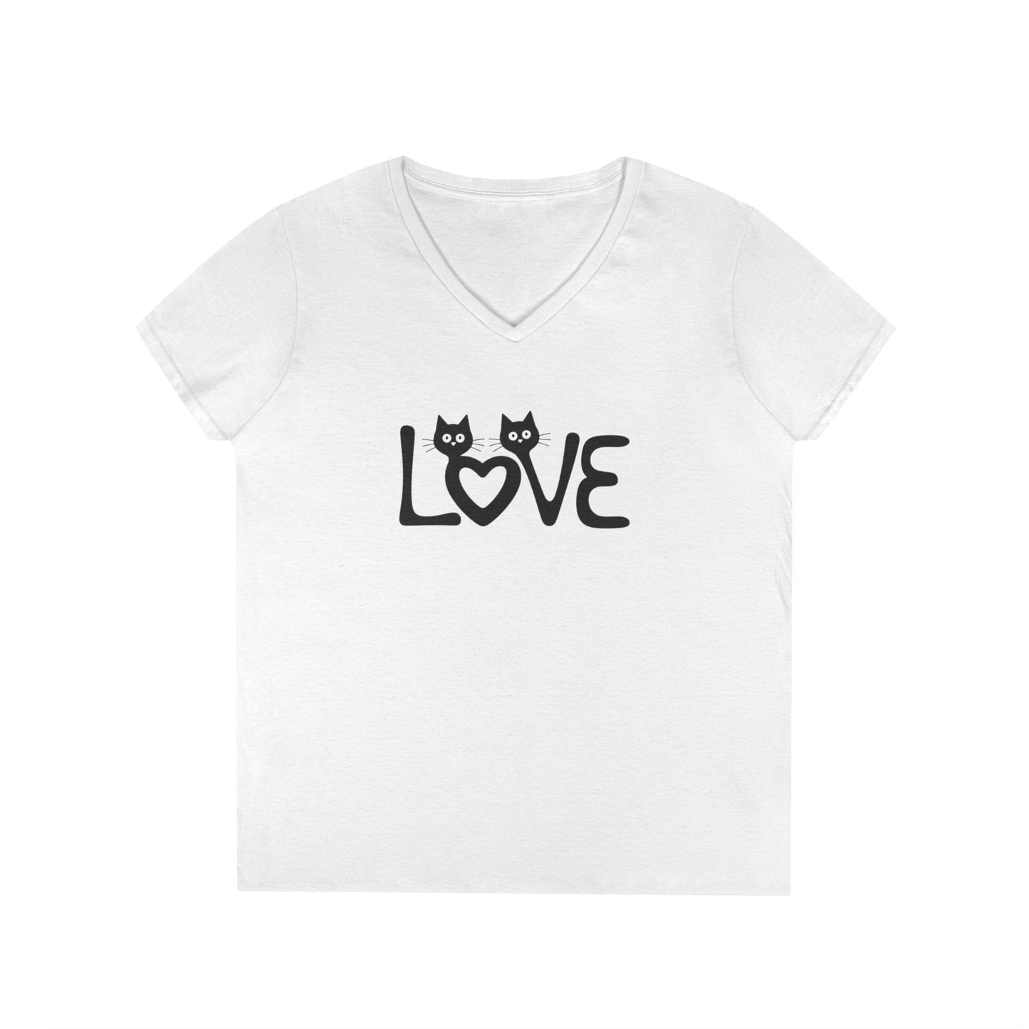 LOVE Cat Shirt, Cat Lover T-shirt, Cat V Neck Shirt, Cat Lover Gift, Gift for Her, Cat Mom Shirt Gift, Cute Cat Shirts, Cute Cat Tshirt