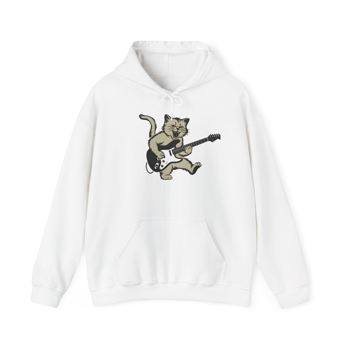 Rock Cat Playing Guitar Hoodie, Funny Guitar Cat Hoodie, Cat Lovers Gift for Her, Cat Mom Shirt, Cat Dad Shirt, Cool Cat Print, Cat Themed Gifts
