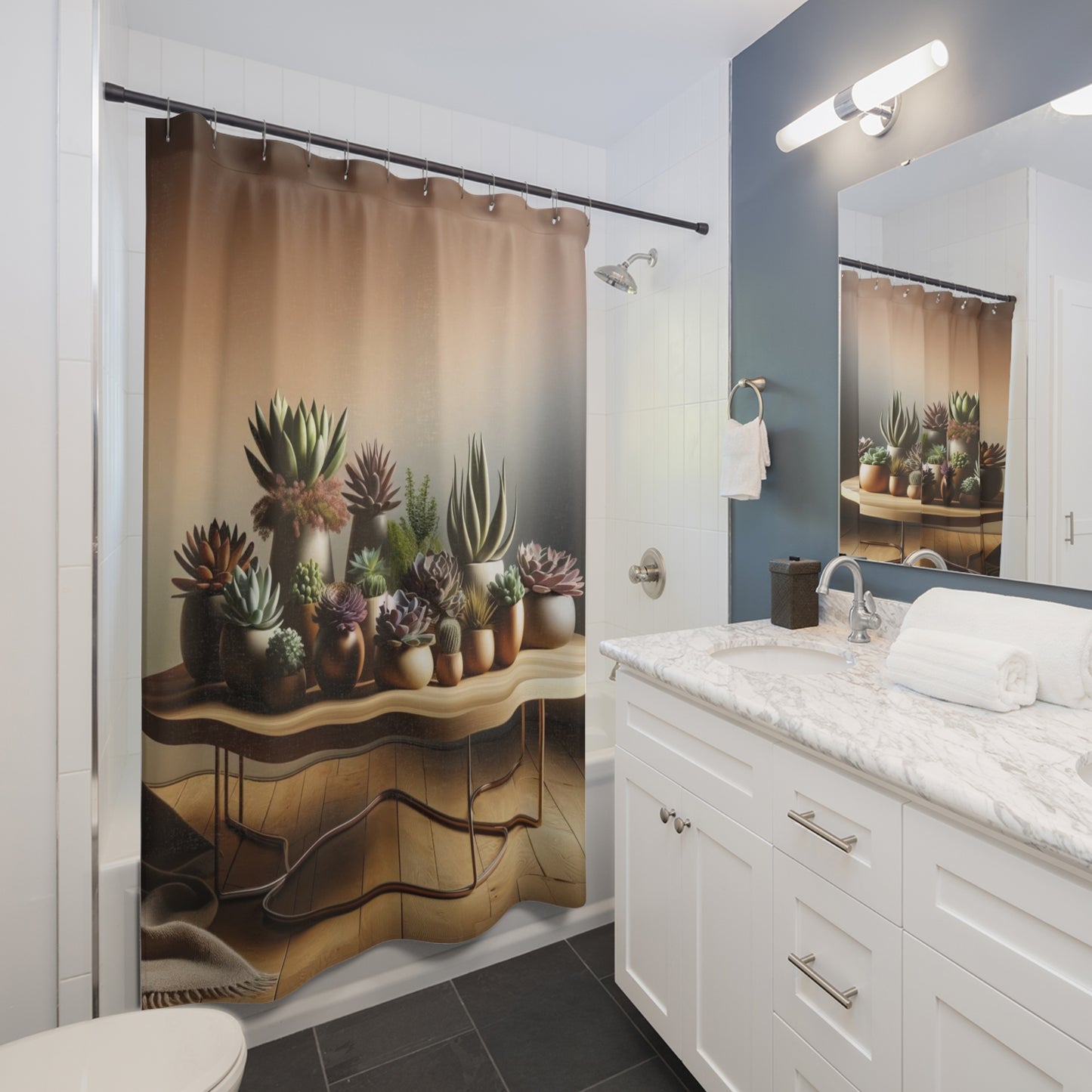 Table of Succulents Shower Curtain 71 x 74"