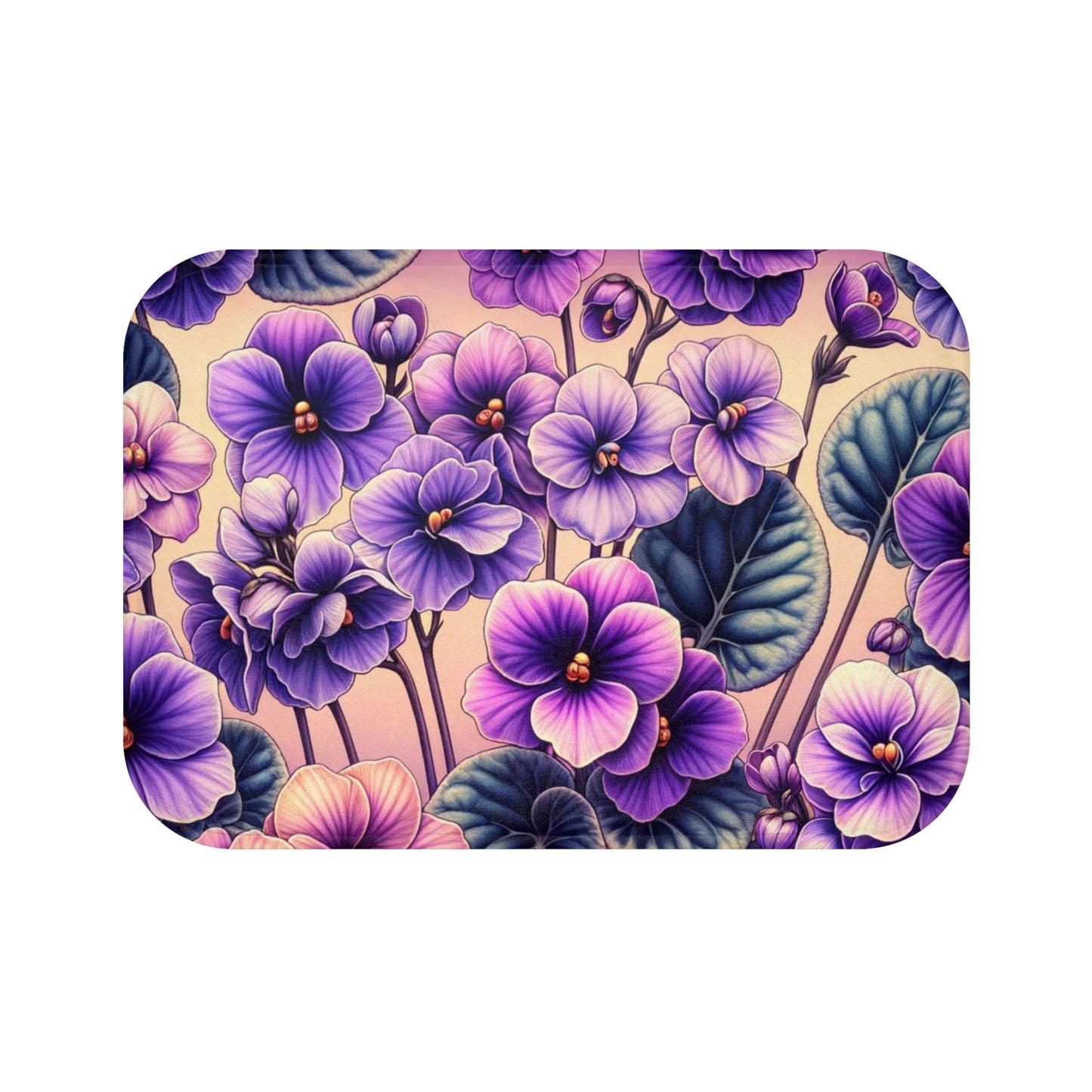 African Violet Blossoms Bath Mat 17 x 24"