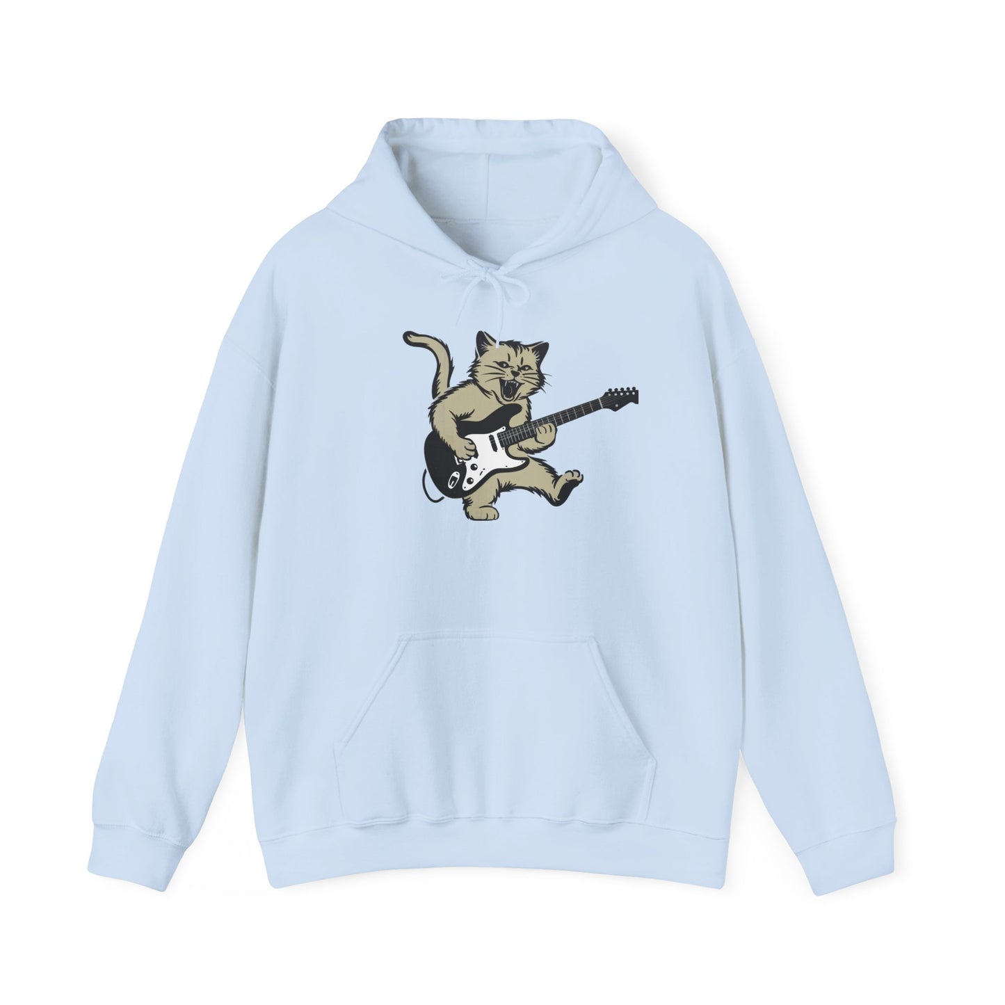 Rock Cat Playing Guitar Hoodie, Funny Guitar Cat Hoodie, Cat Lovers Gift for Her, Cat Mom Shirt, Cat Dad Shirt, Cool Cat Print, Cat Themed Gifts