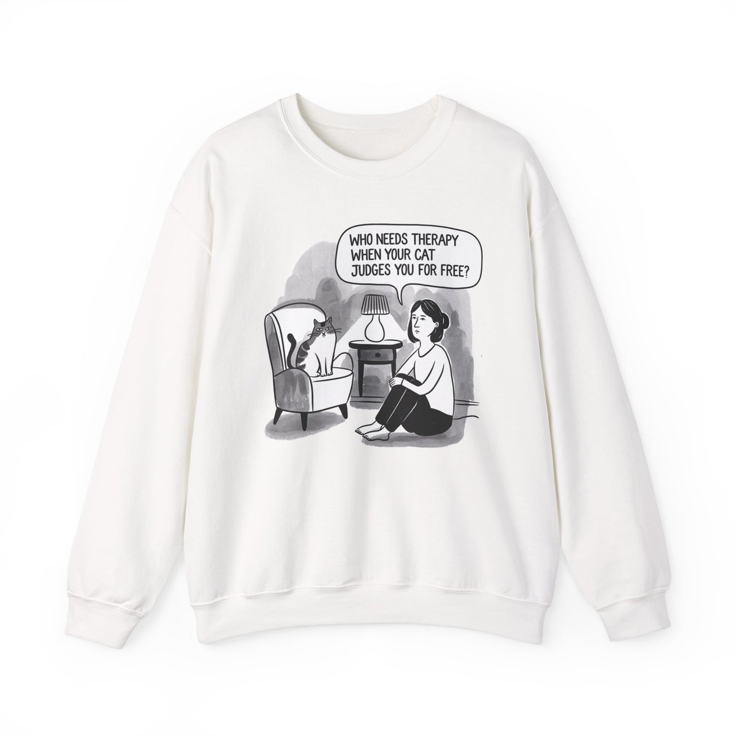 Free Therapy - Cat Edition, Crewneck Sweatshirt - Cat Lover Gift, Cat Mom, Crazy Cat Lady