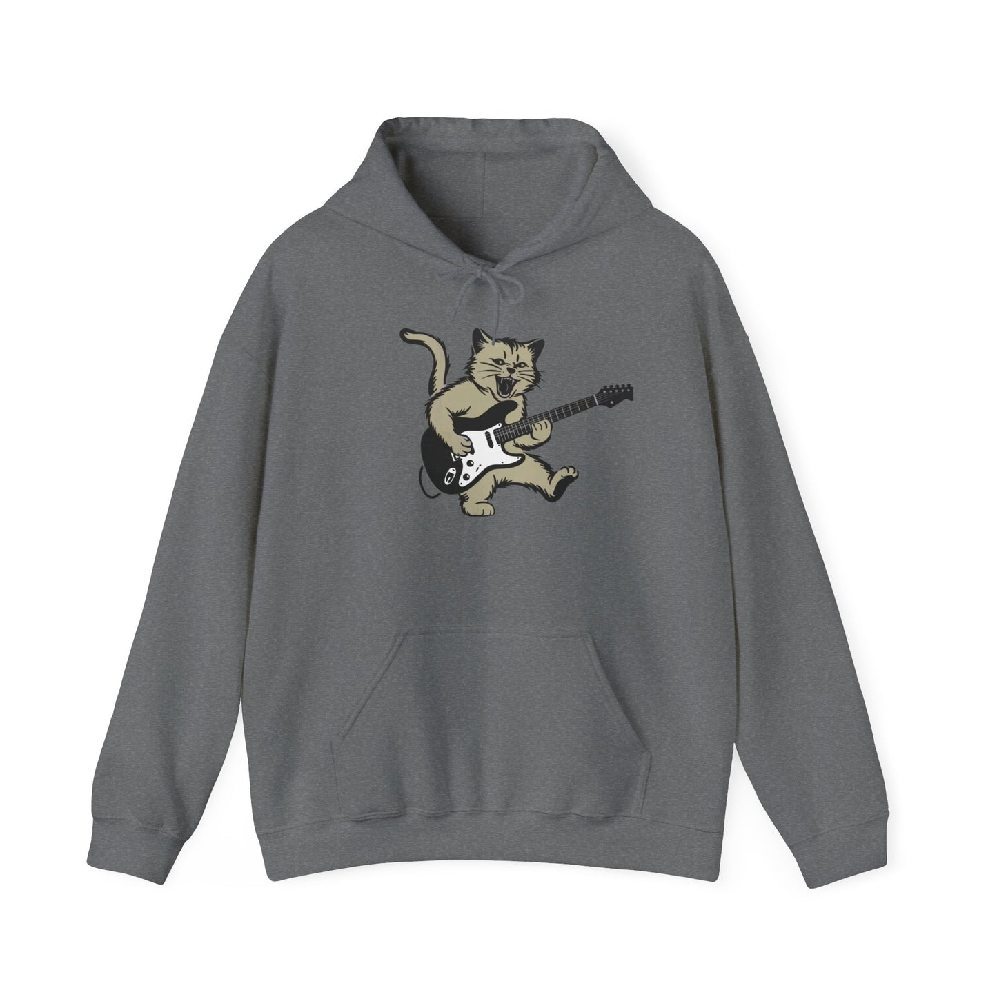 Rock Cat Playing Guitar Hoodie, Funny Guitar Cat Hoodie, Cat Lovers Gift for Her, Cat Mom Shirt, Cat Dad Shirt, Cool Cat Print, Cat Themed Gifts