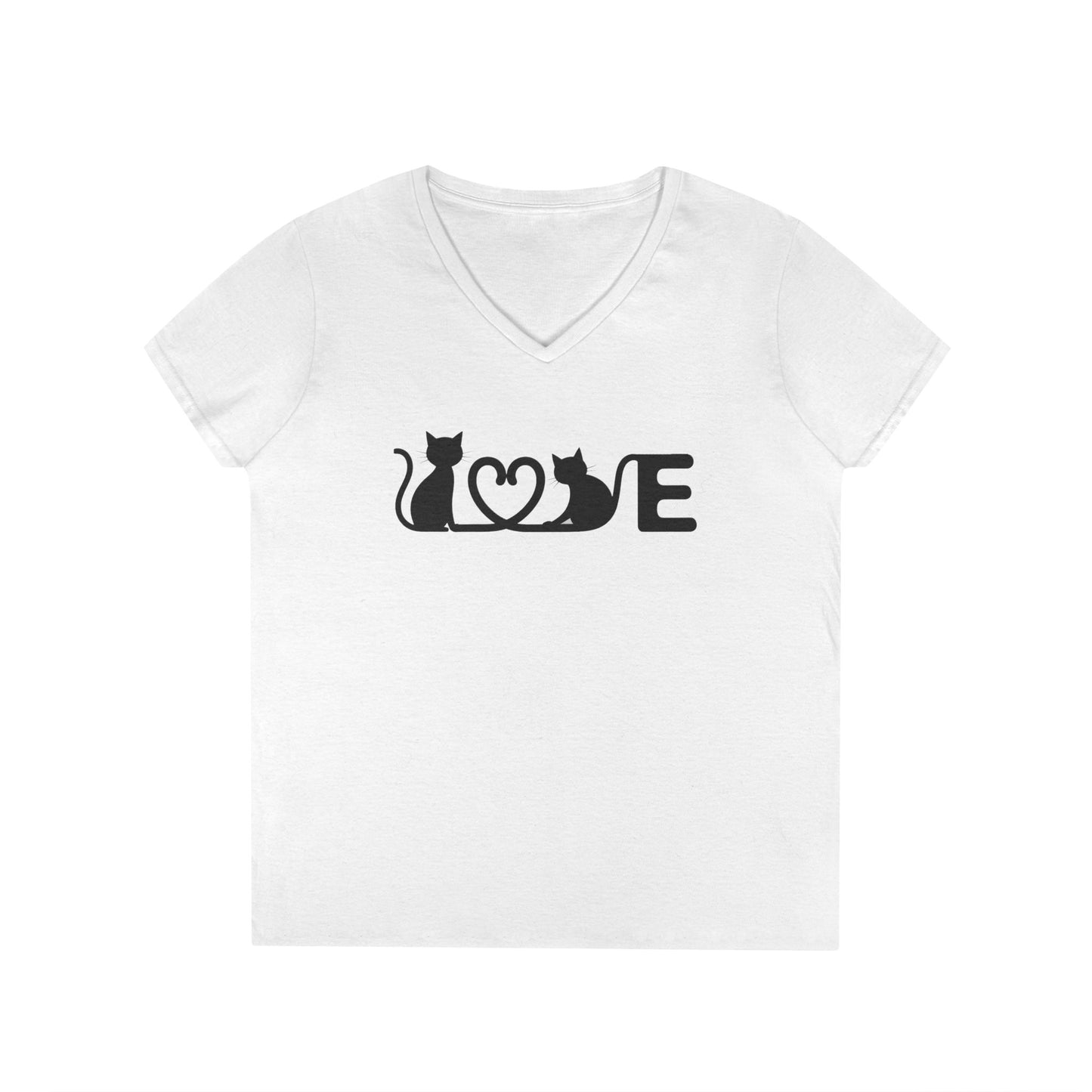 LOVE Cat Shirt, Cat Lover T-shirt, Cat V Neck Shirt, Cat Lover Gift, Gift for Her, Cat Mom Shirt Gift, Cute Cat Shirts, Cute Cat Tshirt