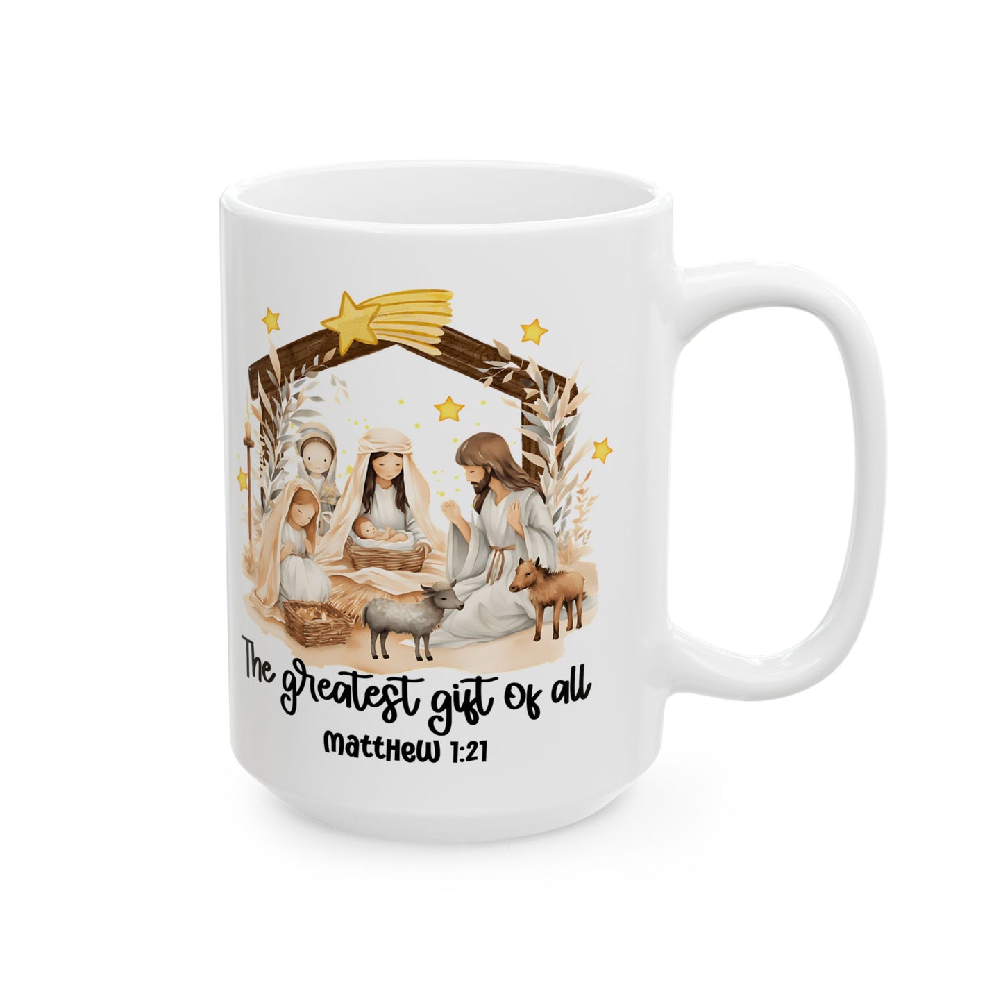 15oz Religious Christmas Coffee Mug, Christmas Mug, Christian Mug, Holiday Coffee Mug, Nativity Christmas Mug