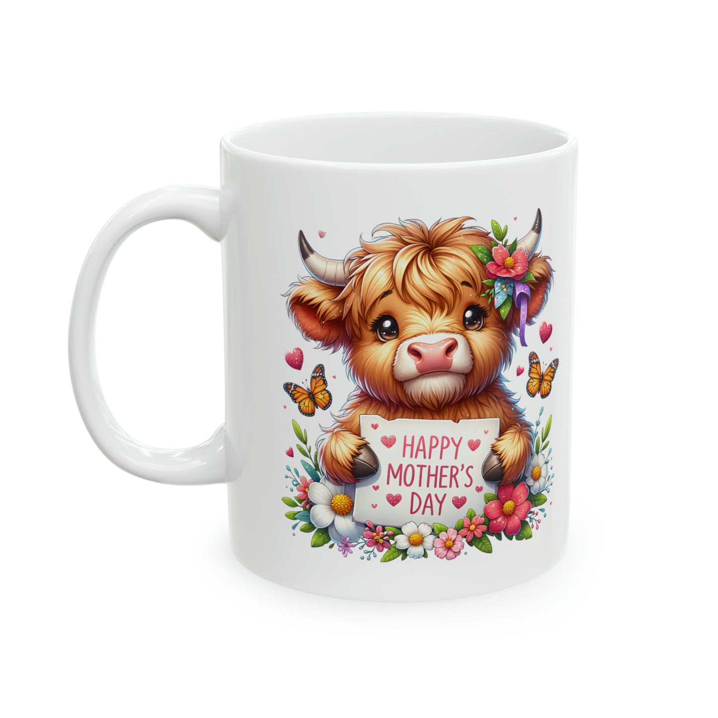 Mother's Day Coffee Mug Love Mothers Day Highland Cow Coffee Mug 11oz Mom Mama Nana Ceramic Mug