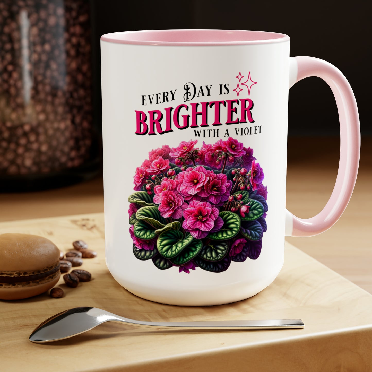 Every Day is Brighter with an African Violet 15oz Coffee Mug