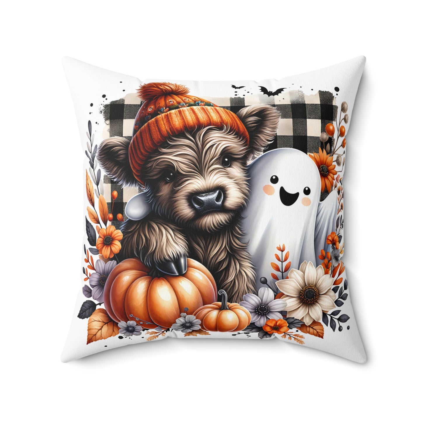 Cozy, Cute, and Perfect for Fall and Halloween! Spun Polyester Square Pillow 20 x 20"