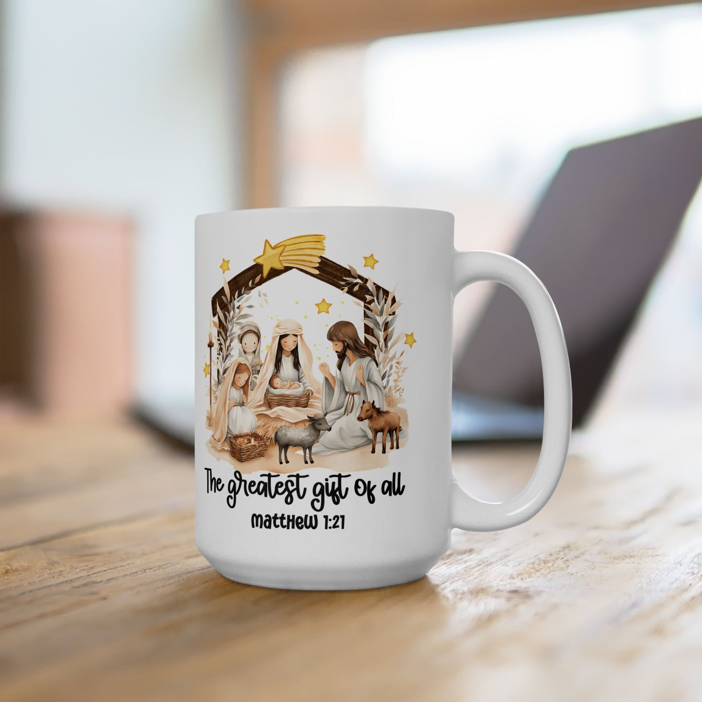 15oz Religious Christmas Coffee Mug, Christmas Mug, Christian Mug, Holiday Coffee Mug, Nativity Christmas Mug