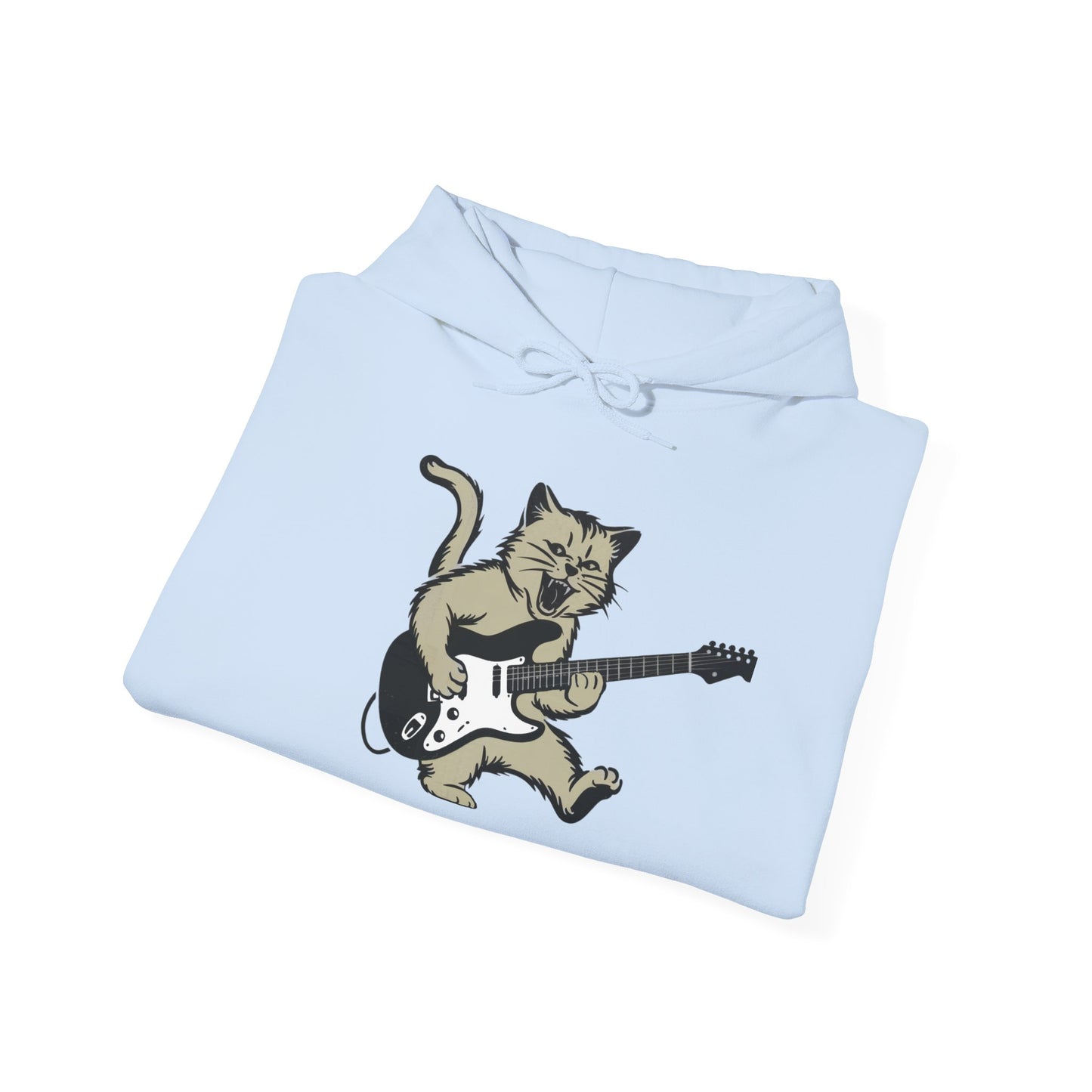 Rock Cat Playing Guitar Hoodie, Funny Guitar Cat Hoodie, Cat Lovers Gift for Her, Cat Mom Shirt, Cat Dad Shirt, Cool Cat Print, Cat Themed Gifts