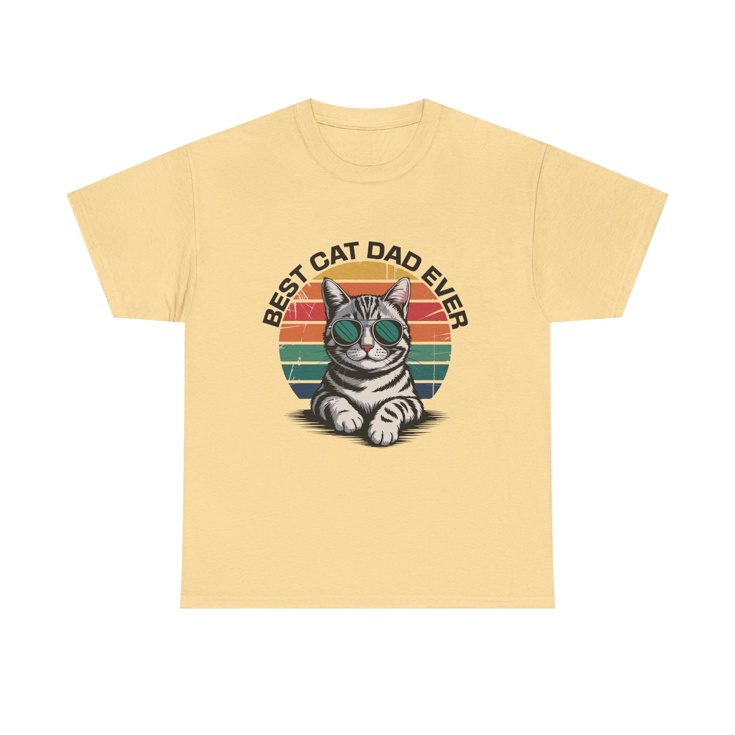 Best Cat Dad Ever Unisex Heavy Cotton Tee, Cat Lover Shirt, Gift for Cat Dads, Funny Cat Apparel, Cat Parent T-Shirt