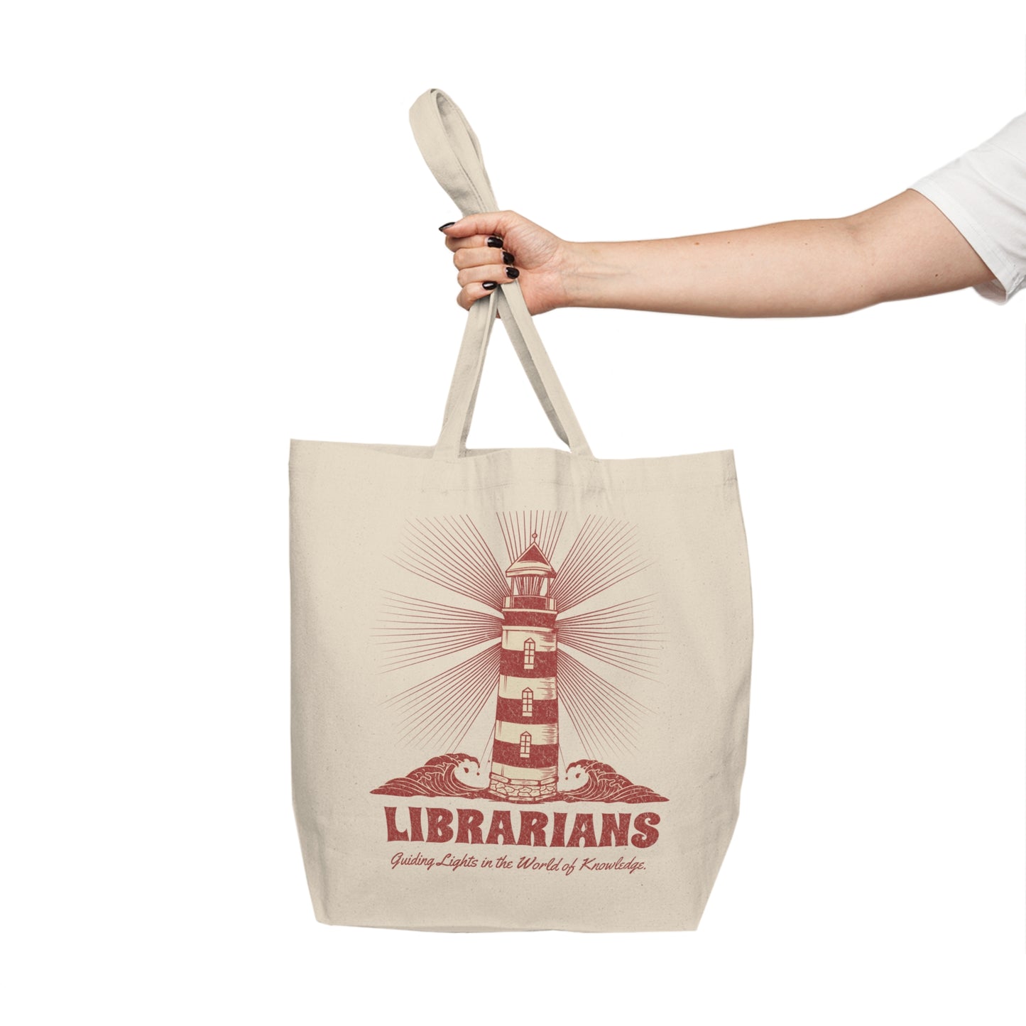 Lighthouse Librarian Canvas Shopping Tote