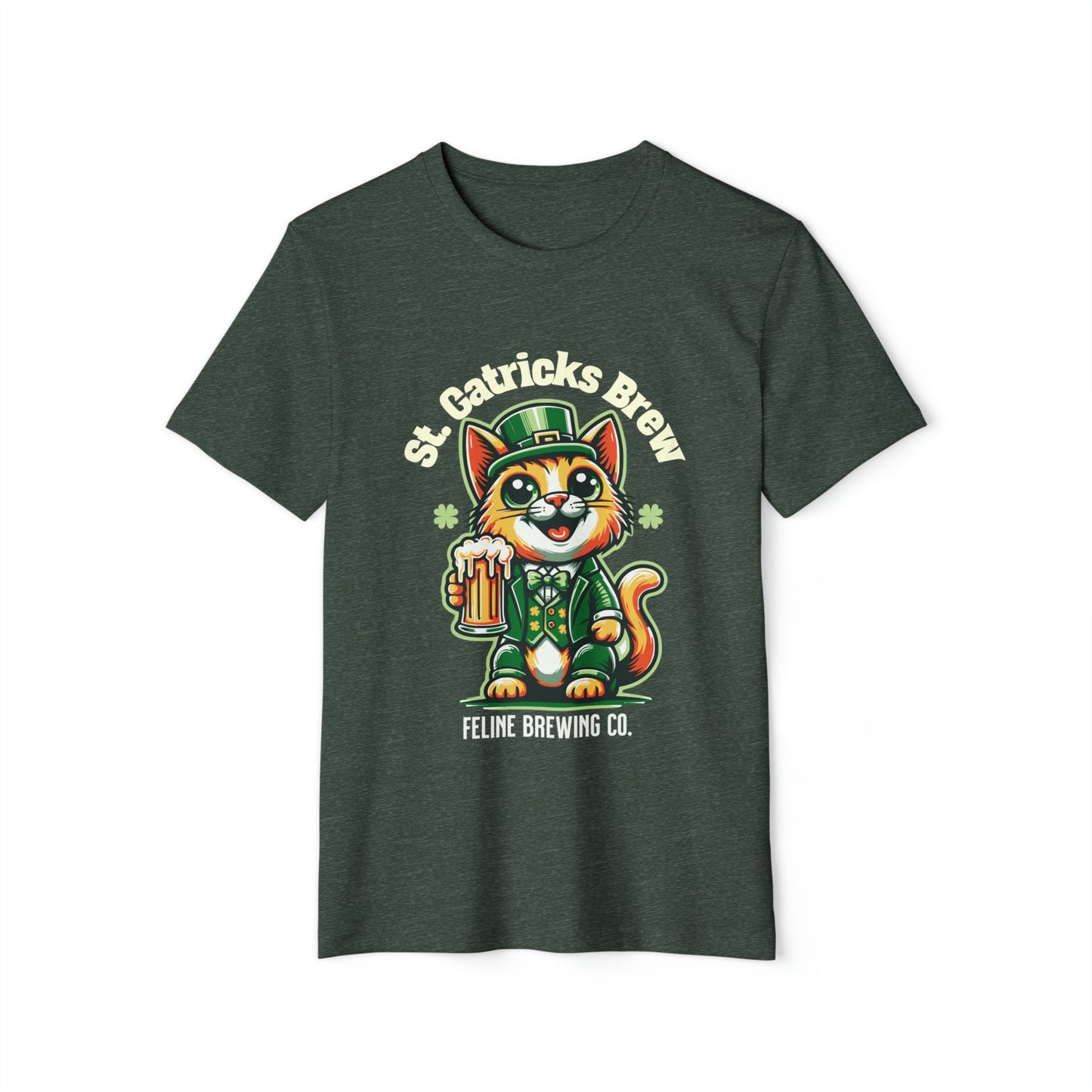 St Patricks Cat St Catricks Brew Unisex Recycled Organic T-Shirt