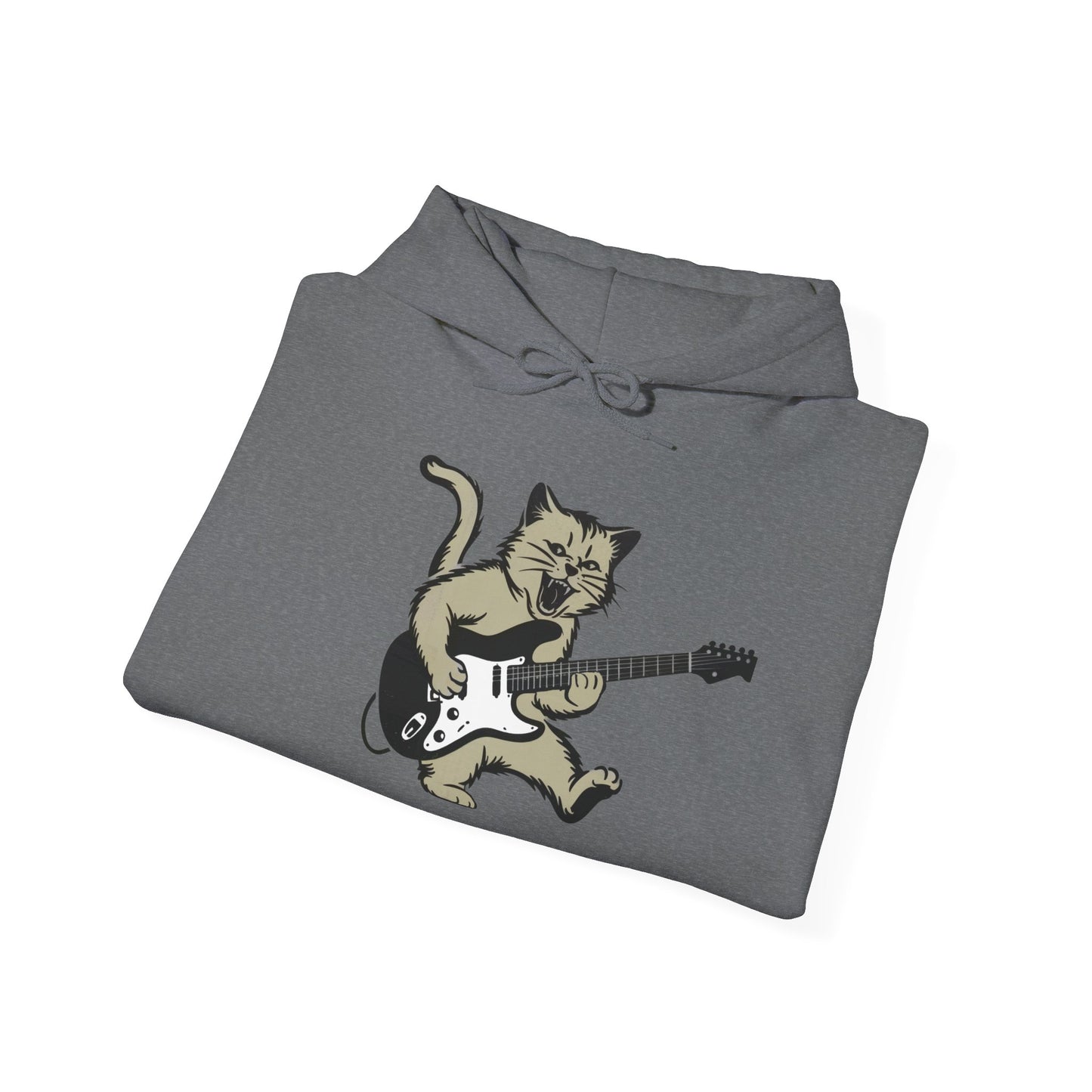 Rock Cat Playing Guitar Hoodie, Funny Guitar Cat Hoodie, Cat Lovers Gift for Her, Cat Mom Shirt, Cat Dad Shirt, Cool Cat Print, Cat Themed Gifts