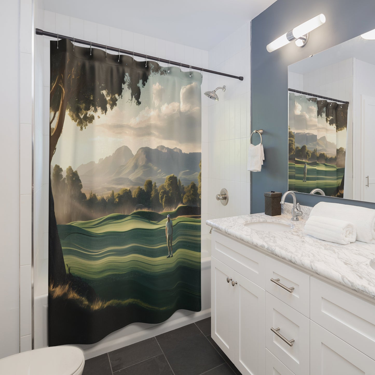 Golf Themed Shower Curtain 71 x 74" – Perfect Bathroom Decor for Golf Enthusiasts