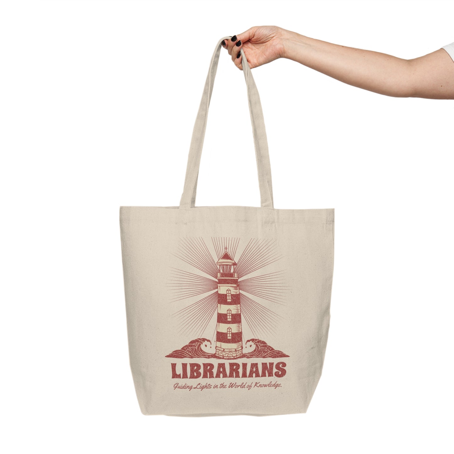 Lighthouse Librarian Canvas Shopping Tote