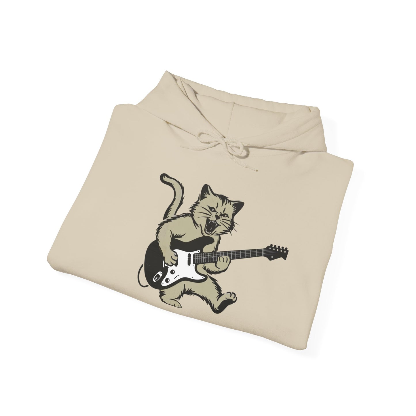 Rock Cat Playing Guitar Hoodie, Funny Guitar Cat Hoodie, Cat Lovers Gift for Her, Cat Mom Shirt, Cat Dad Shirt, Cool Cat Print, Cat Themed Gifts