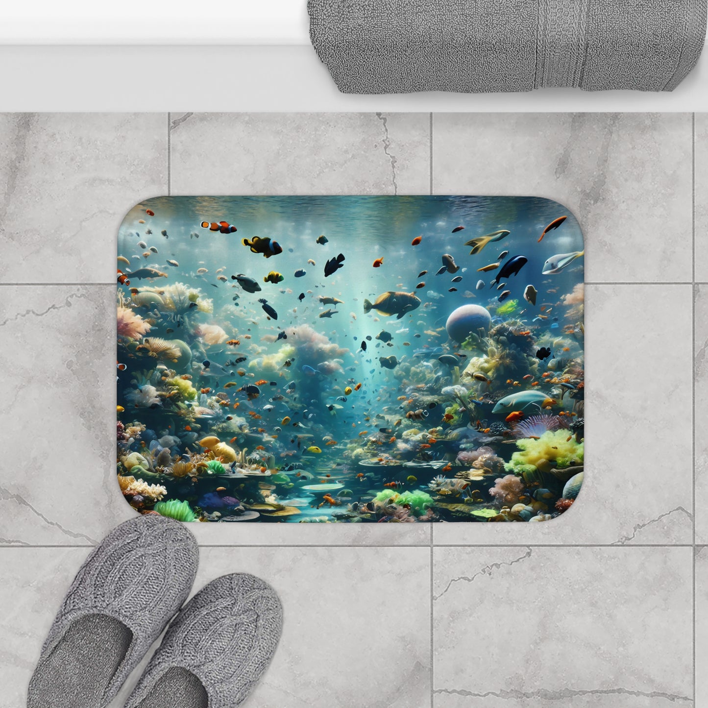 Under the Sea Marine Life Fish Bath Mat