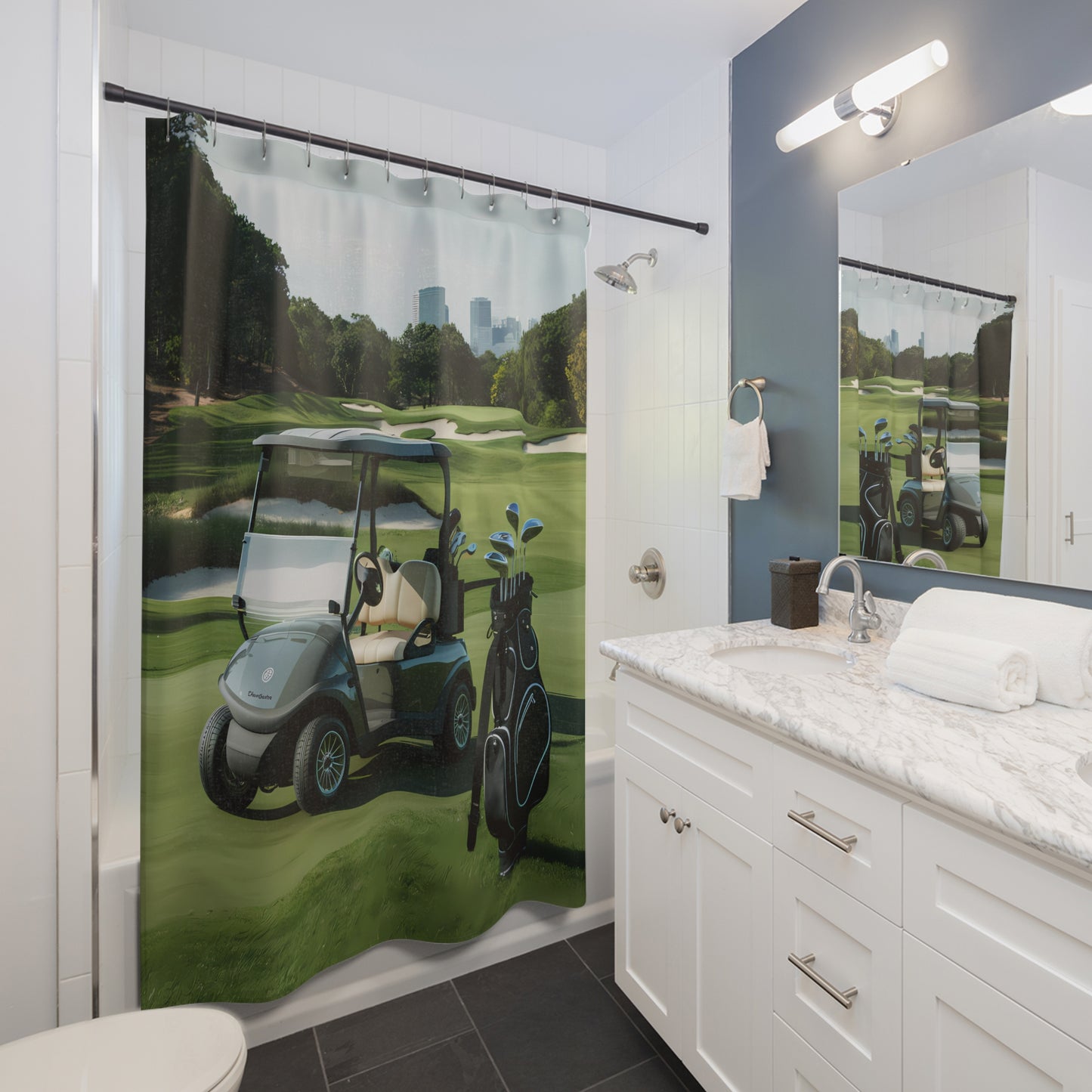 Golf Themed Shower Curtain 71 x 74" – Perfect Bathroom Decor for Golf Enthusiasts