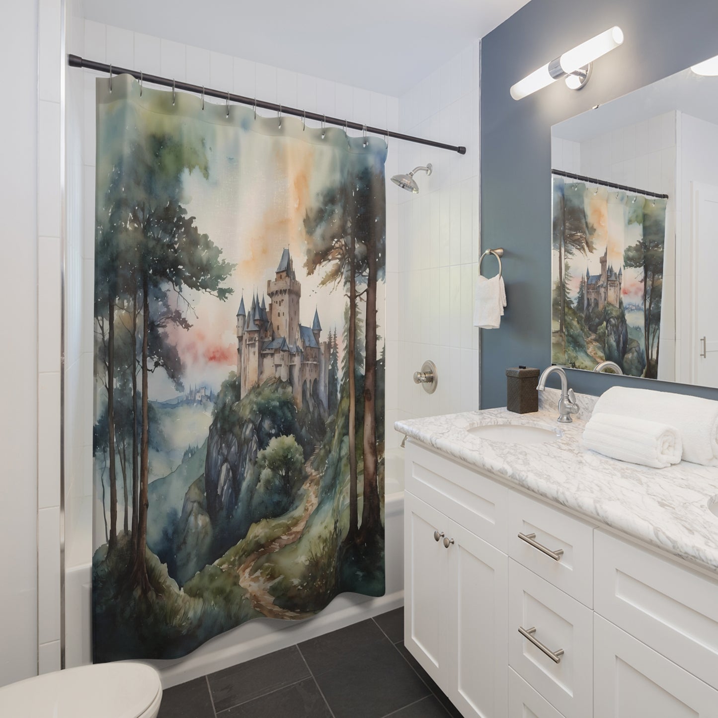 Medievel Castle in the Woods Shower Curtain 71 x 74"