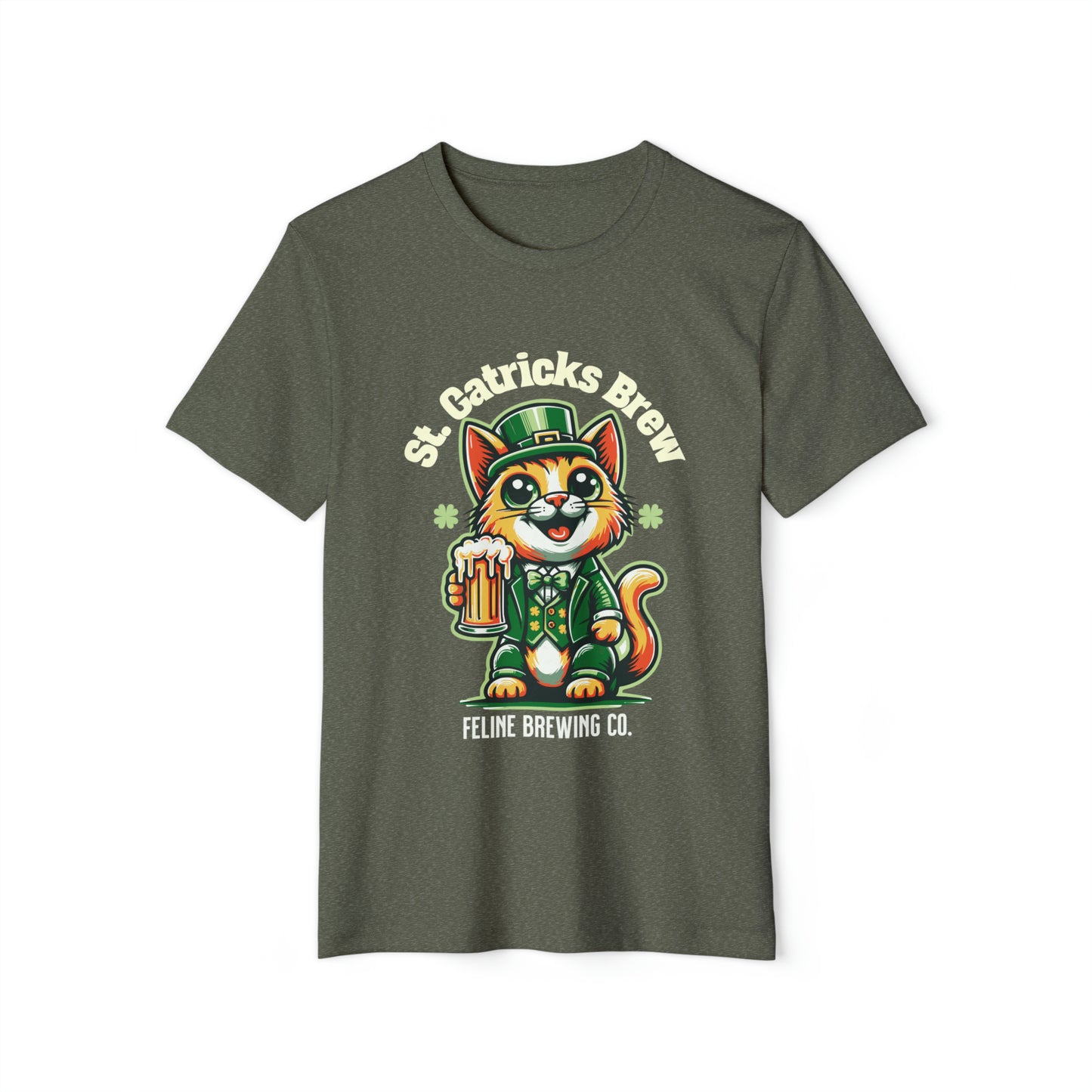 St Patricks Cat St Catricks Brew Unisex Recycled Organic T-Shirt