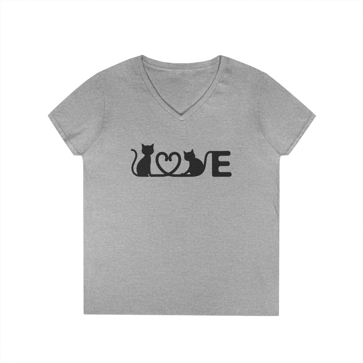 LOVE Cat Shirt, Cat Lover T-shirt, Cat V Neck Shirt, Cat Lover Gift, Gift for Her, Cat Mom Shirt Gift, Cute Cat Shirts, Cute Cat Tshirt