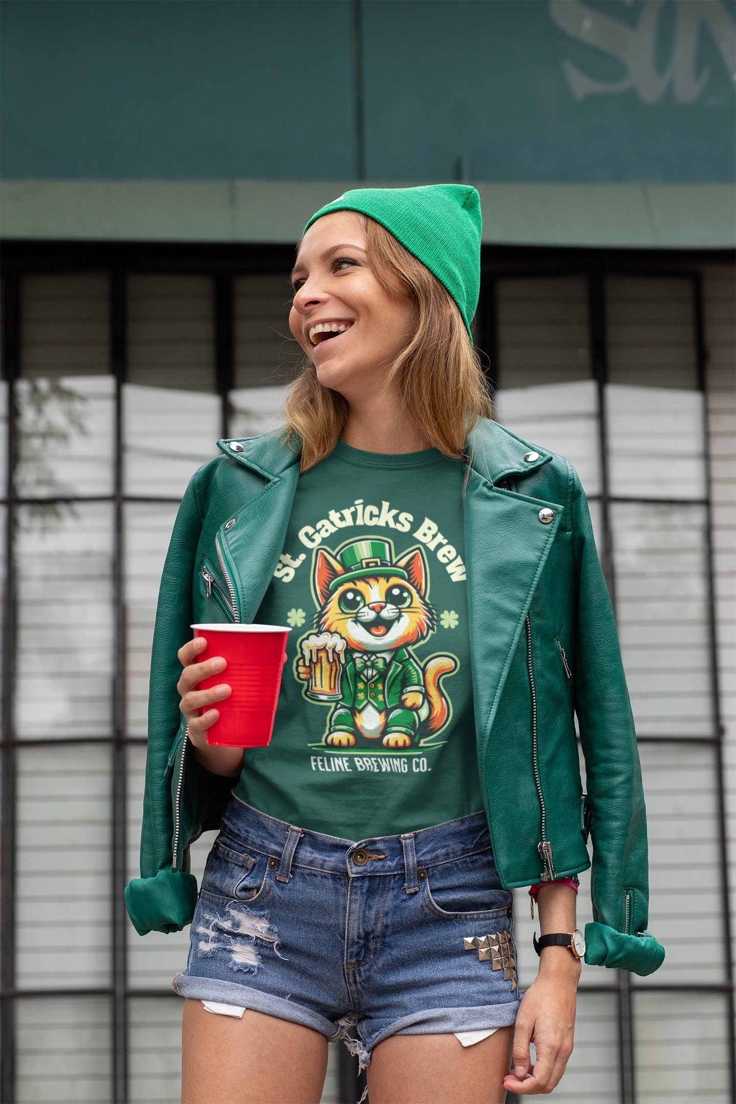 St Patricks Cat St Catricks Brew Unisex Recycled Organic T-Shirt
