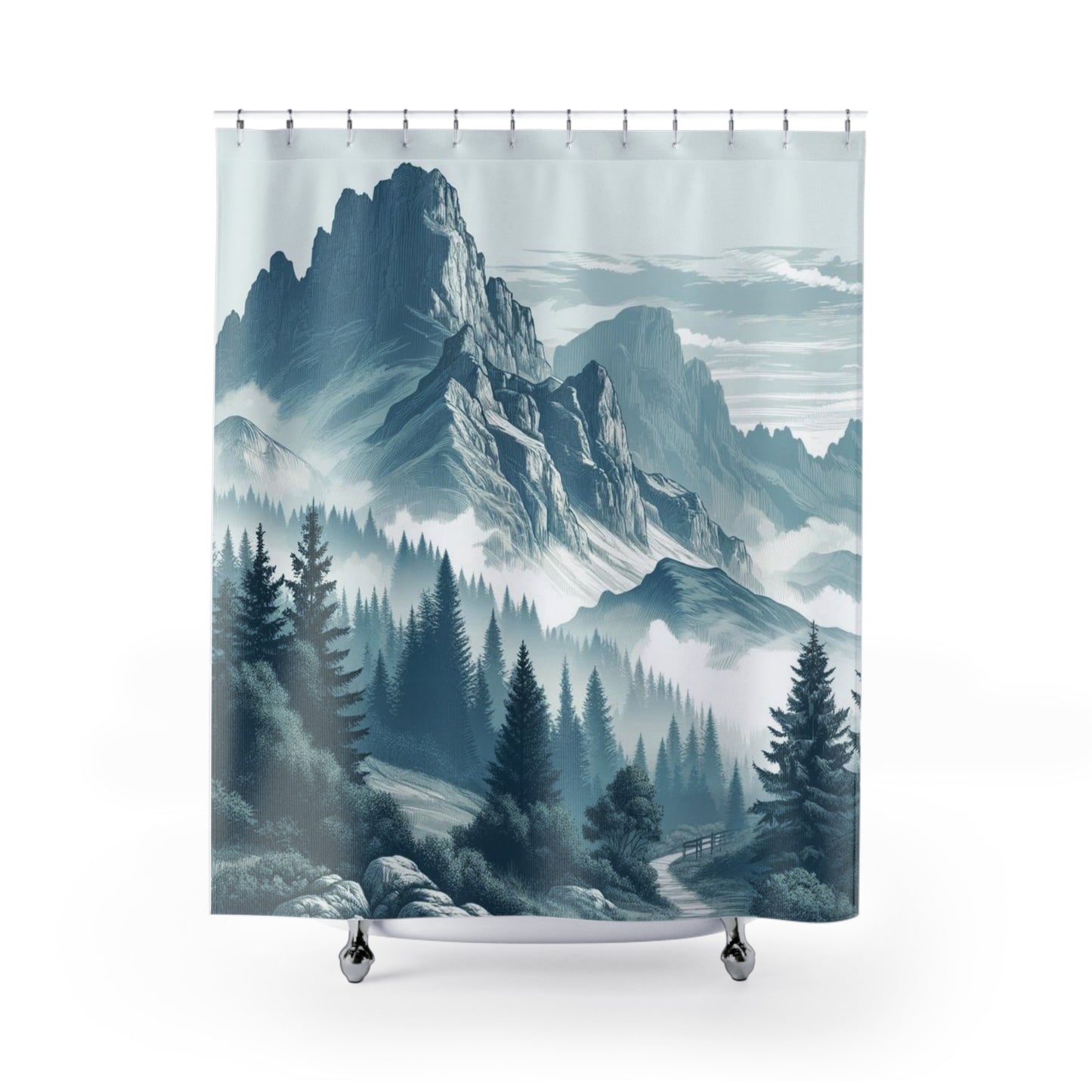 Misty Mountain Path Shower Curtain 71 x 74"