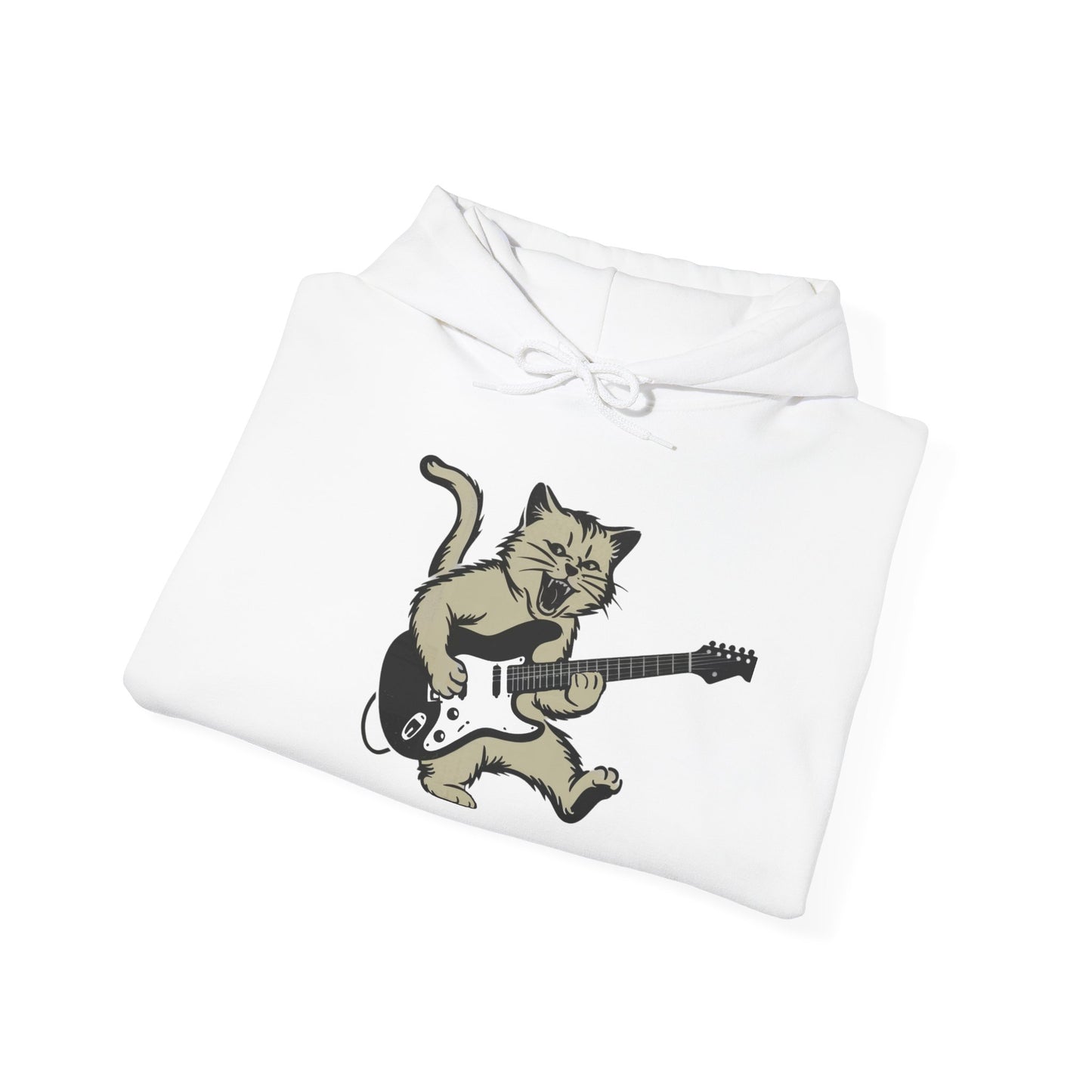 Rock Cat Playing Guitar Hoodie, Funny Guitar Cat Hoodie, Cat Lovers Gift for Her, Cat Mom Shirt, Cat Dad Shirt, Cool Cat Print, Cat Themed Gifts