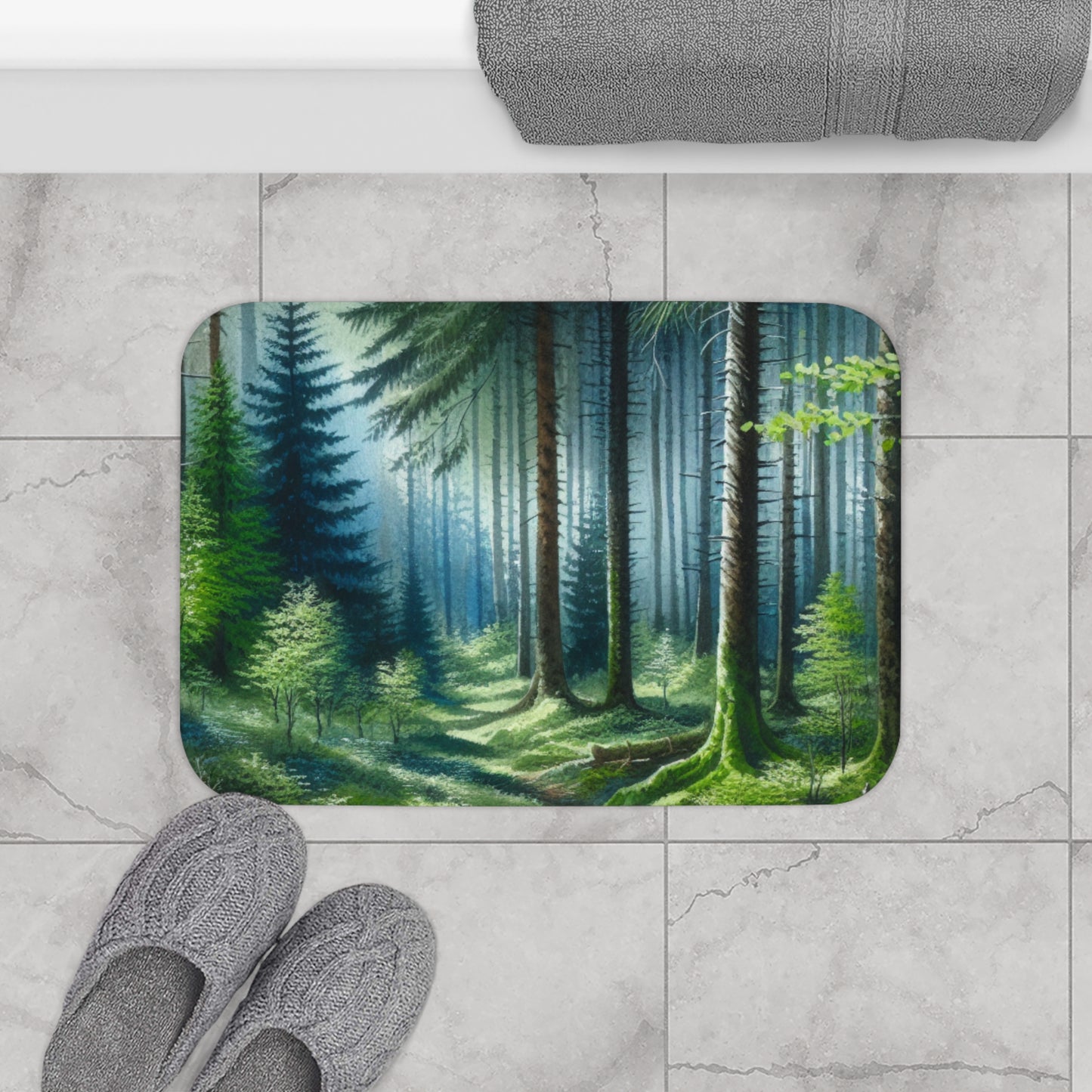 Wooded Pathway Through Forest Bath Mat 17 x 24"