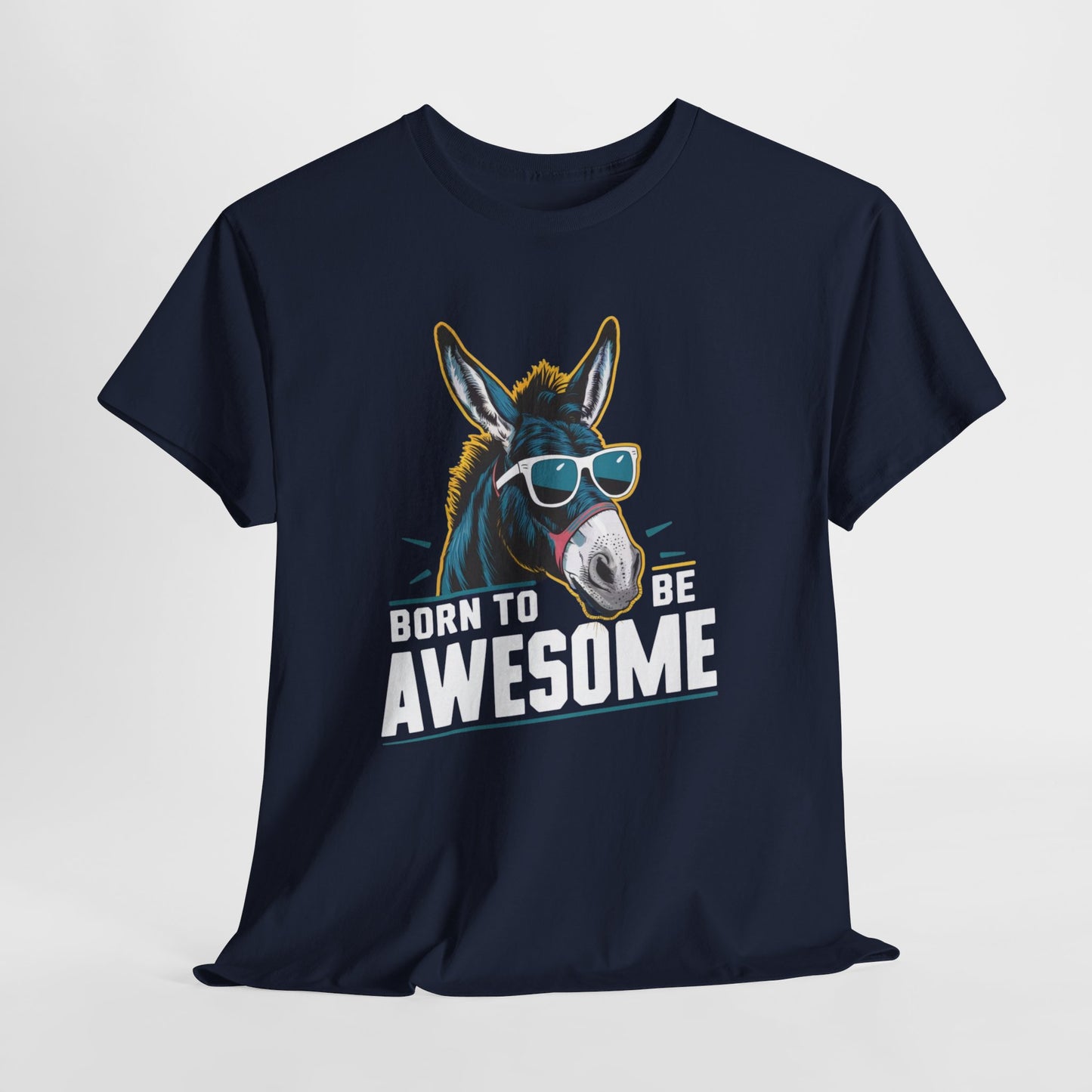 Born to Be Awesome Donkey in Sunglasses T-Shirt – Funny and Stylish Graphic Tee