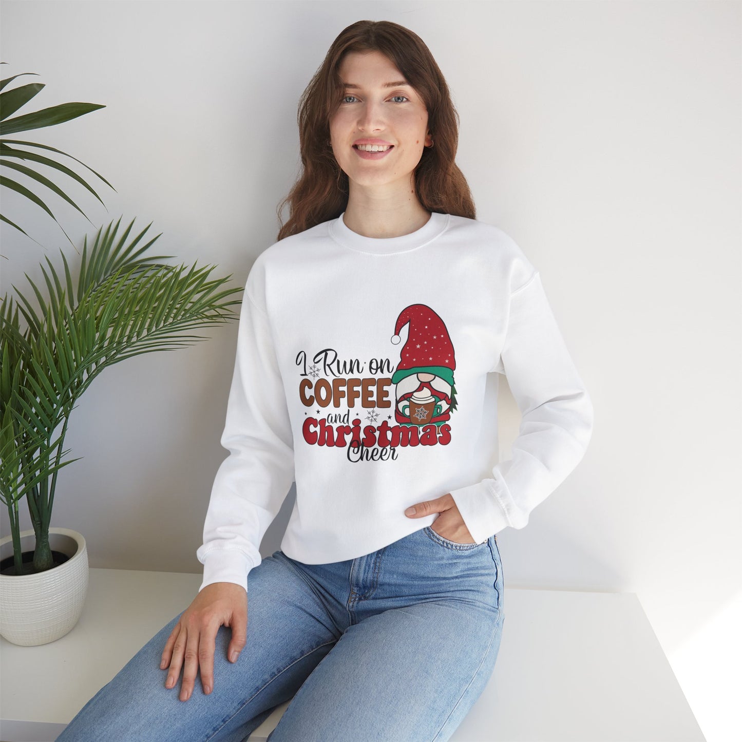 ☕ Stay Cozy in Our "I Run on Coffee and Christmas Cheer" Gnome Sweatshirt 🎄