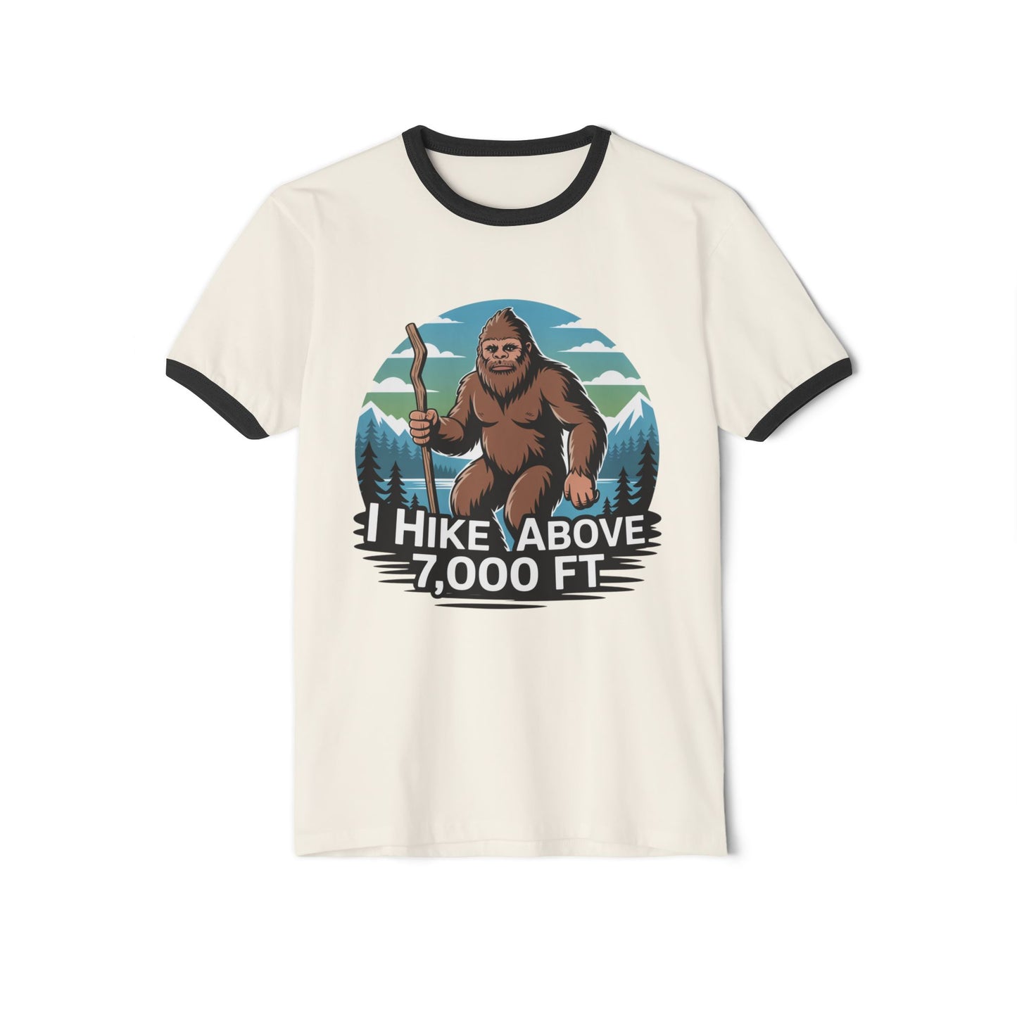 Hiking T-Shirt — 'I Hike Above 7,000 FT' Bigfoot Mountain Hiker Tee