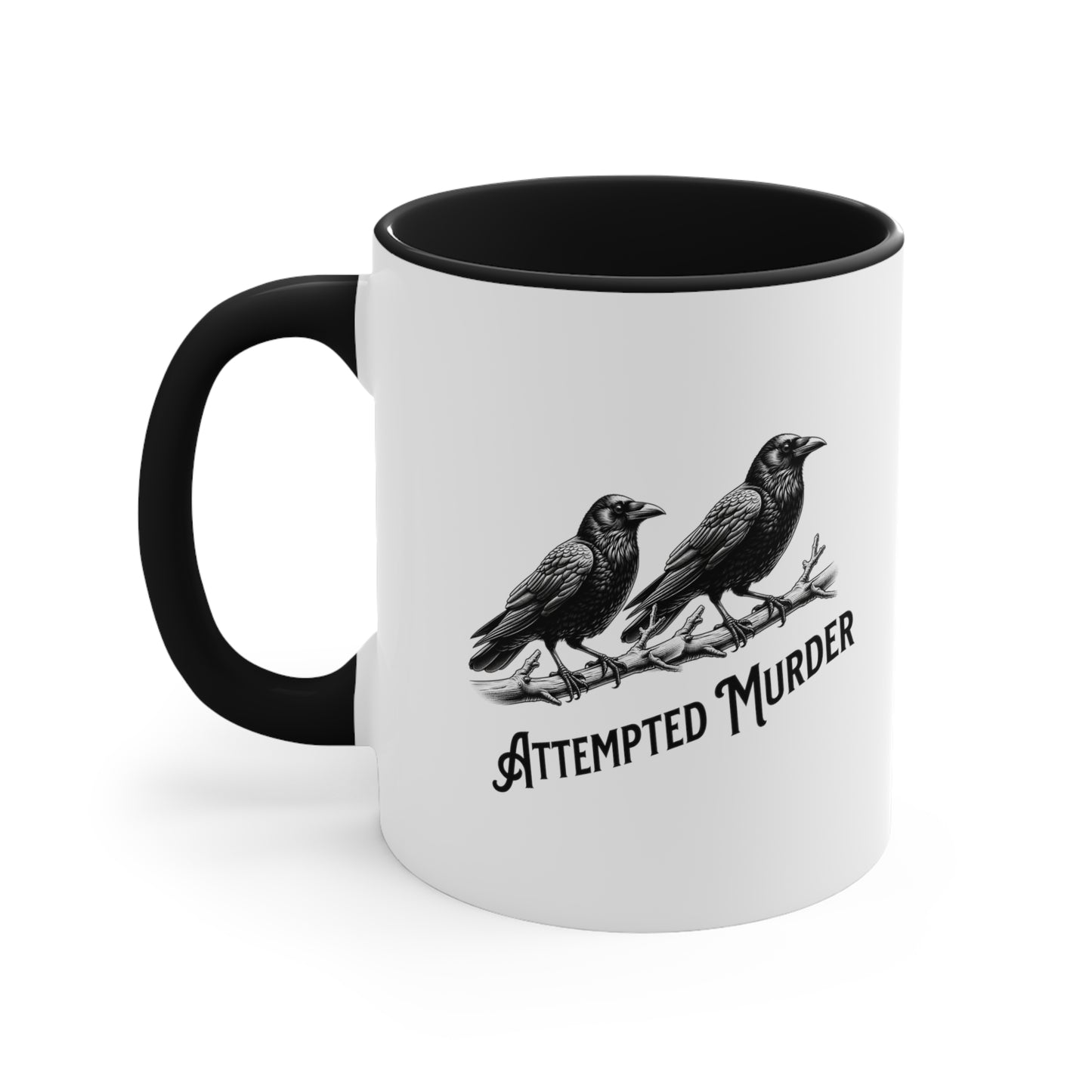 Attempted Murder Crows Accent Coffee Mug, 11oz