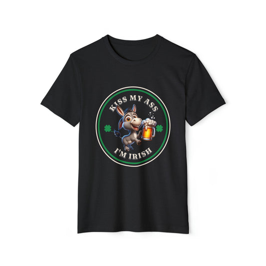 Kiss My Ass I'm Irish Donkey St Patricks Day Unisex Recycled Organic T-Shirt