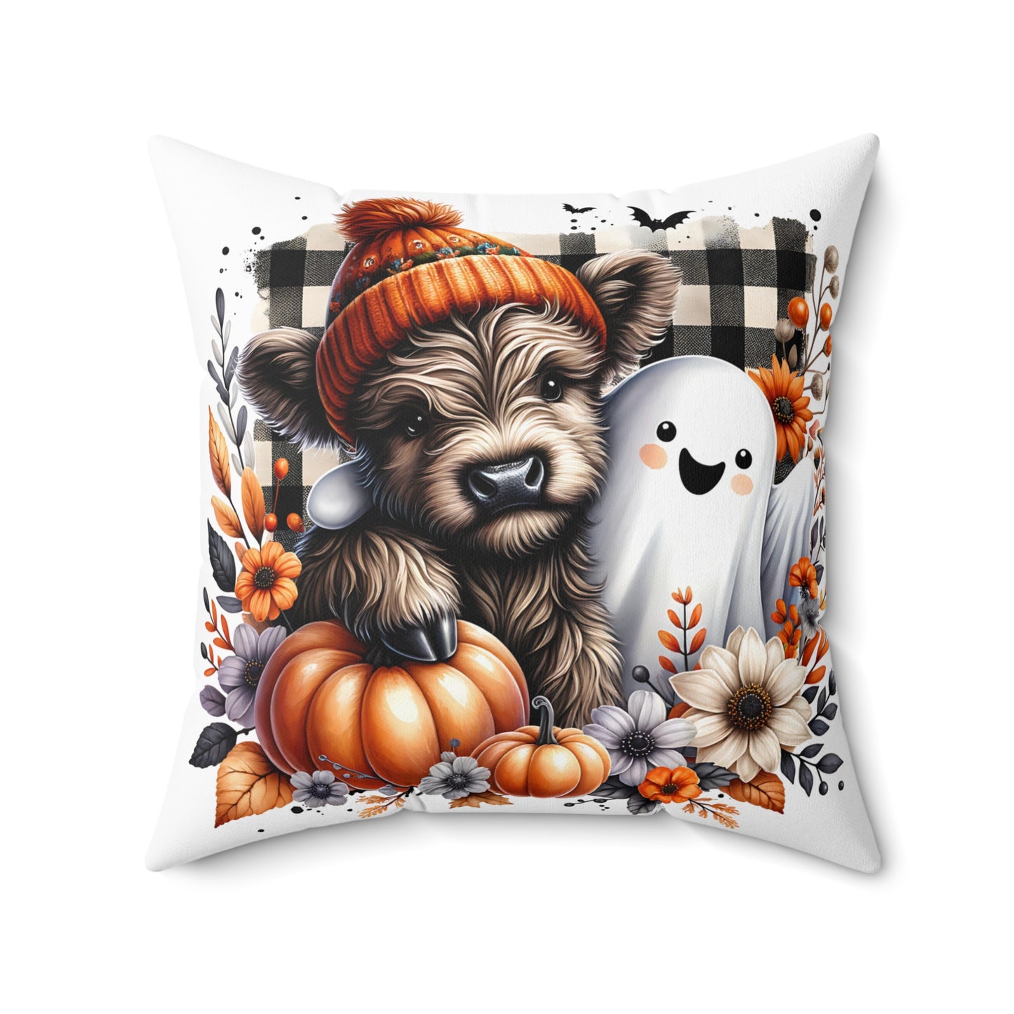 Cozy, Cute, and Perfect for Fall and Halloween! Spun Polyester Square Pillow 20 x 20"