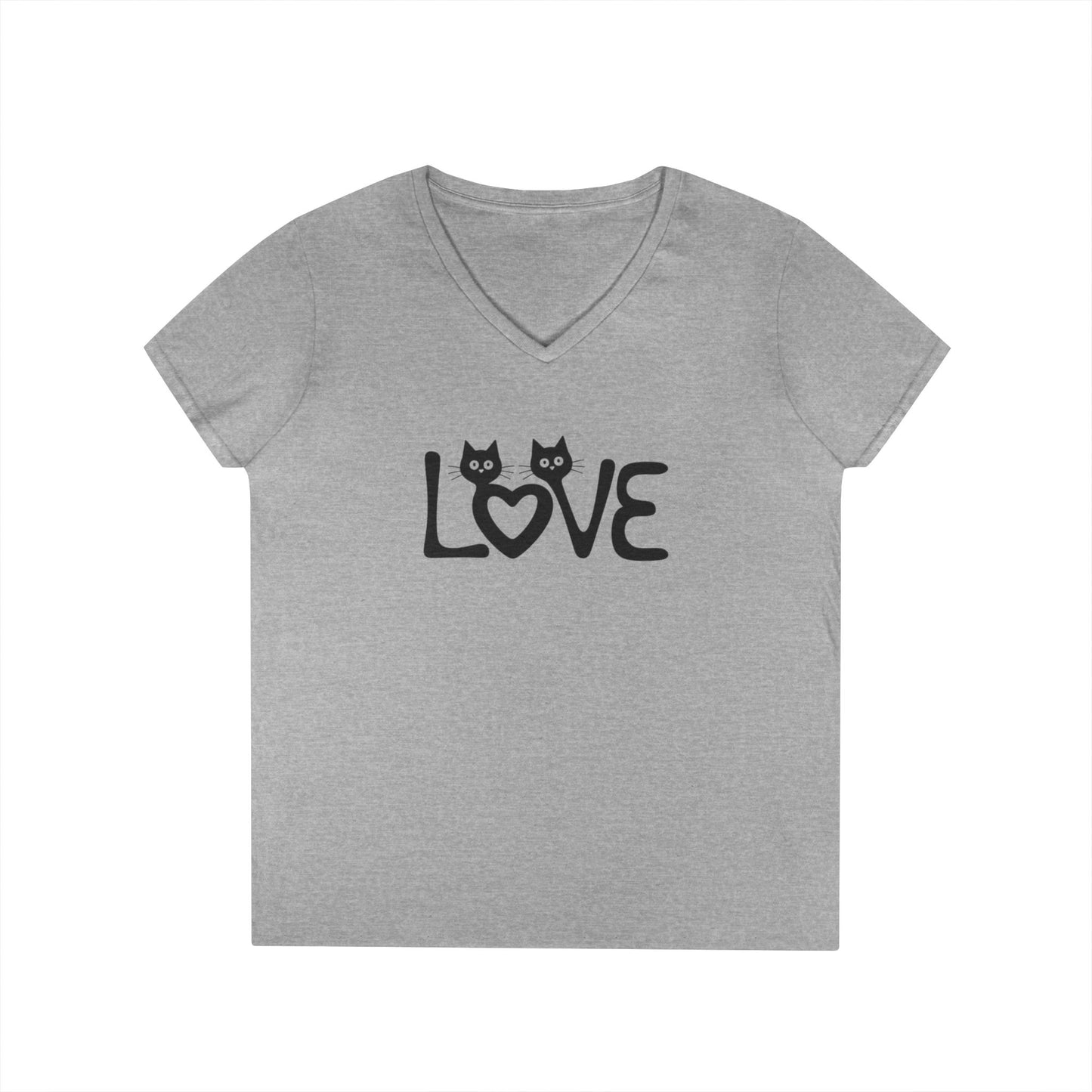 LOVE Cat Shirt, Cat Lover T-shirt, Cat V Neck Shirt, Cat Lover Gift, Gift for Her, Cat Mom Shirt Gift, Cute Cat Shirts, Cute Cat Tshirt