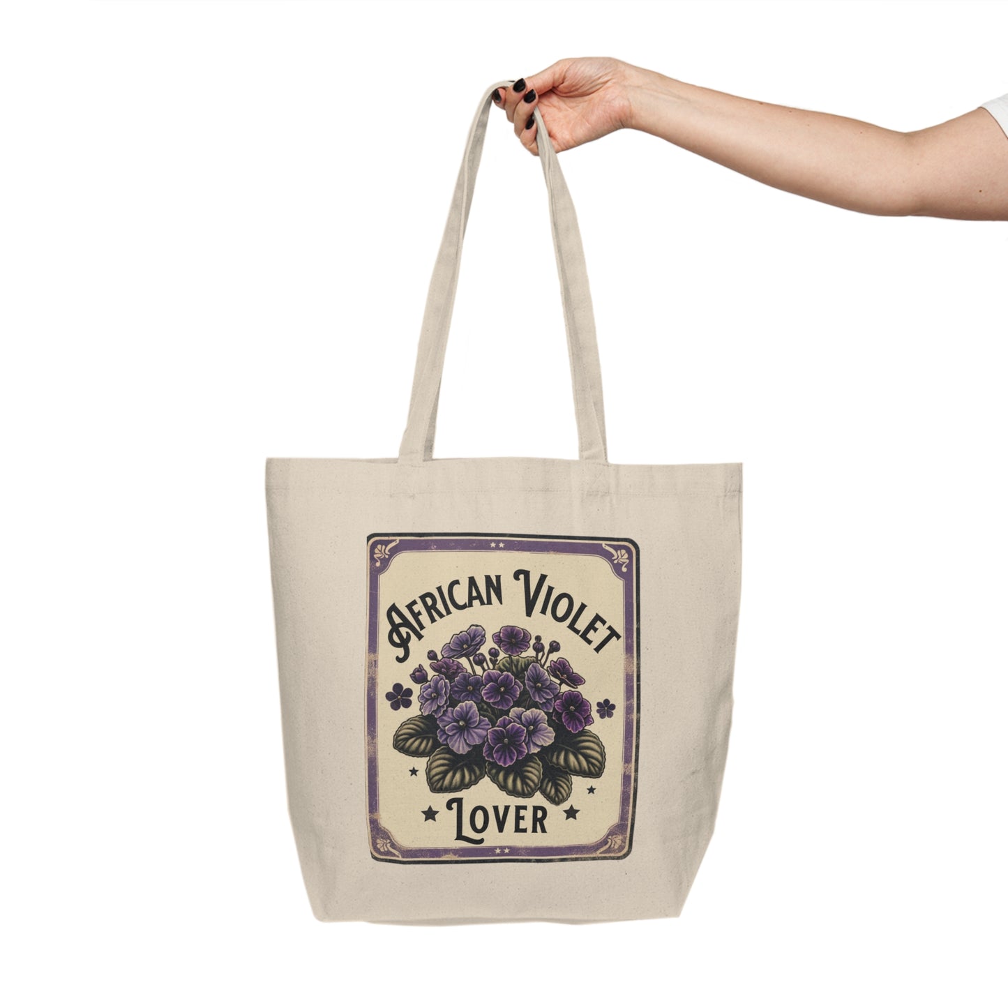 African Violet Plant Lover Canvas Shopping Tote Plant Tote Violet tote