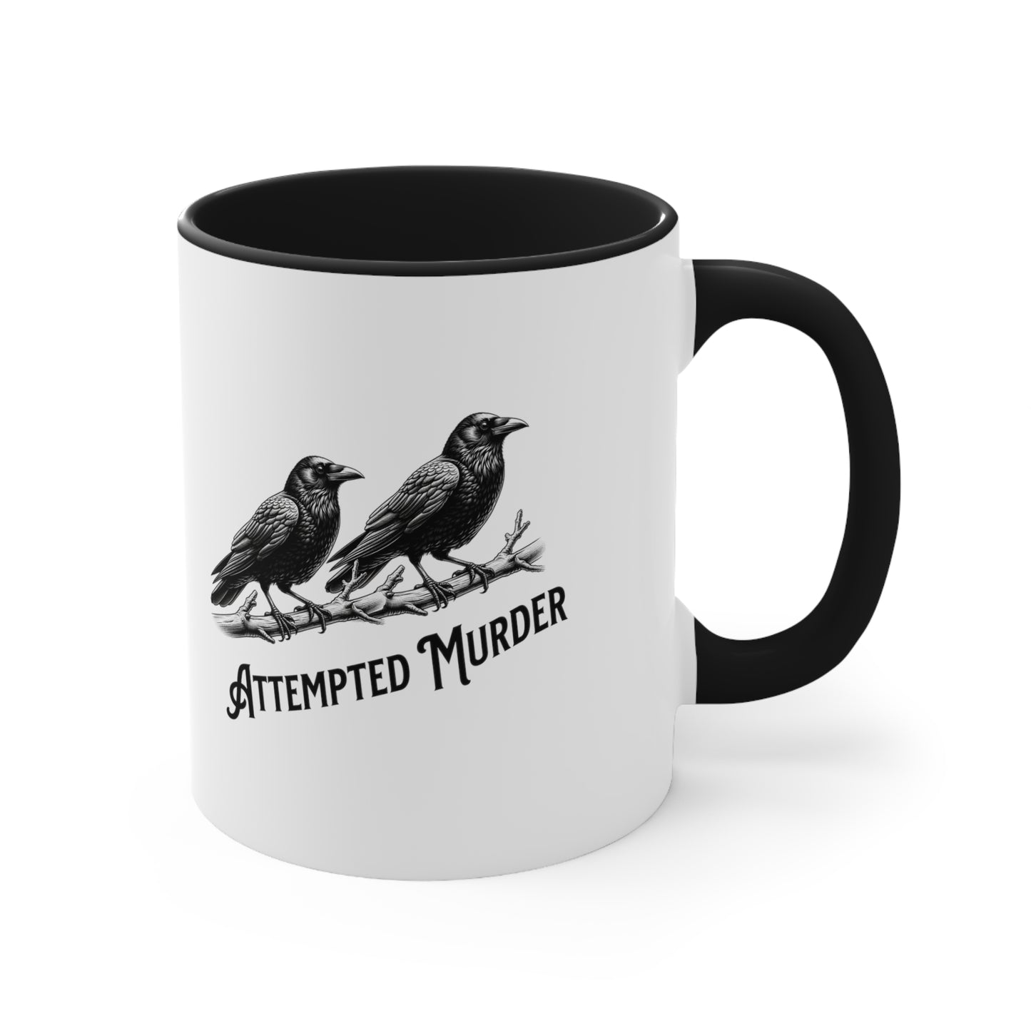 Attempted Murder Crows Accent Coffee Mug, 11oz