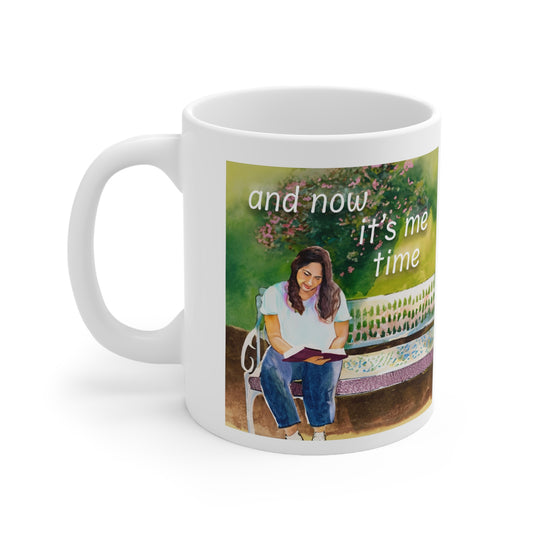 And Now It's Me Time Woman Reading a Book in the Garden Ceramic Mug 11oz