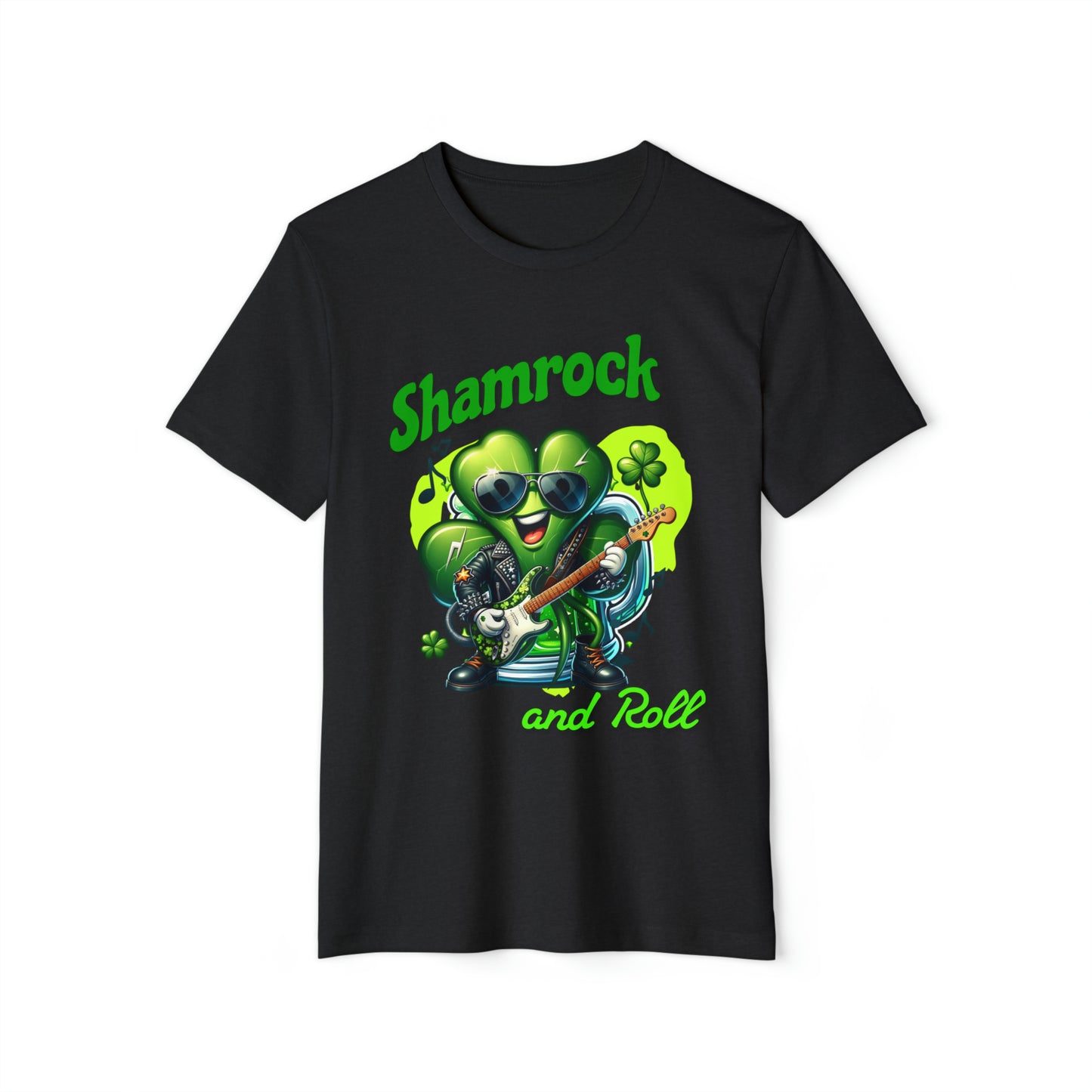 Shamrock and Roll St Patricks Day Unisex Recycled Organic T-Shirt