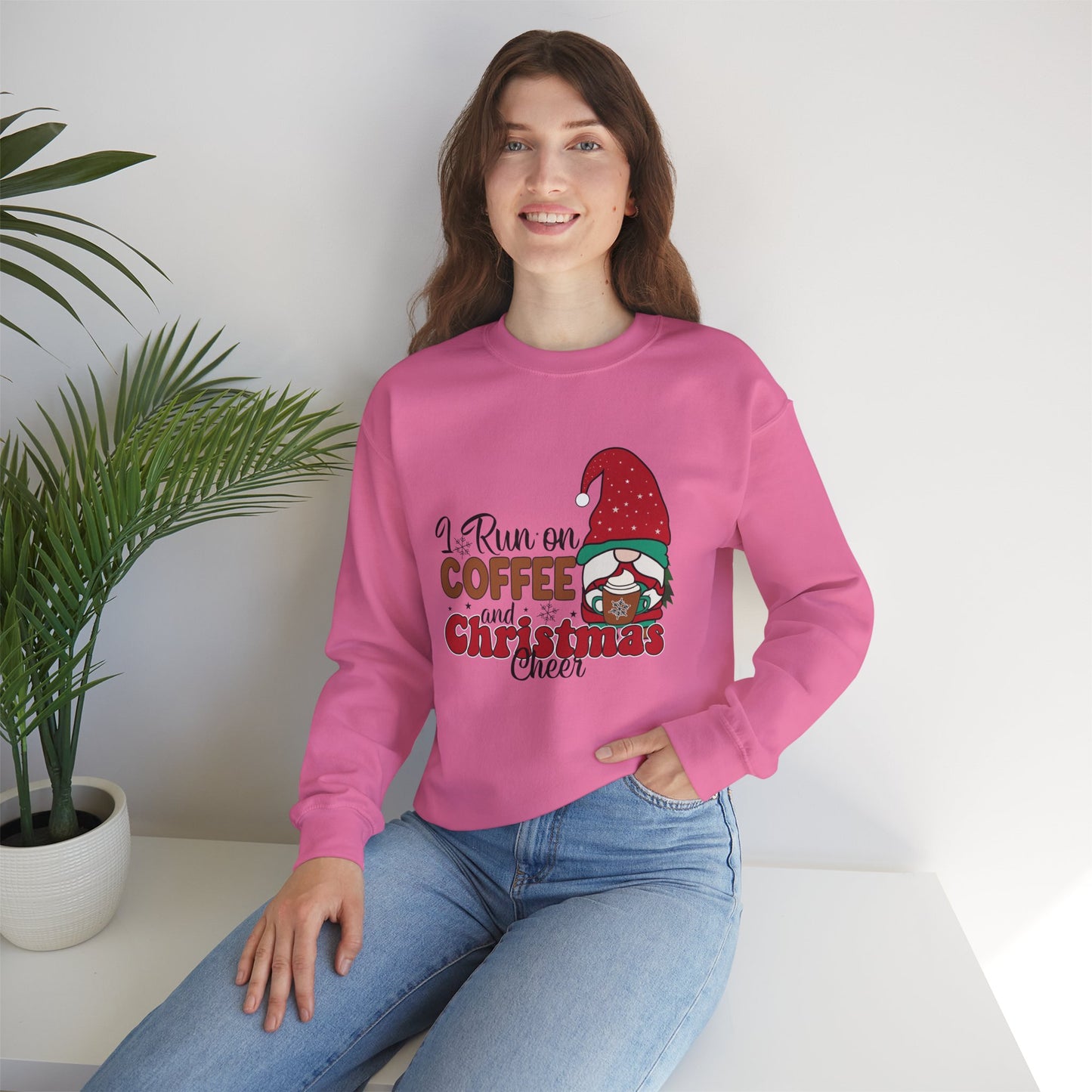 ☕ Stay Cozy in Our "I Run on Coffee and Christmas Cheer" Gnome Sweatshirt 🎄