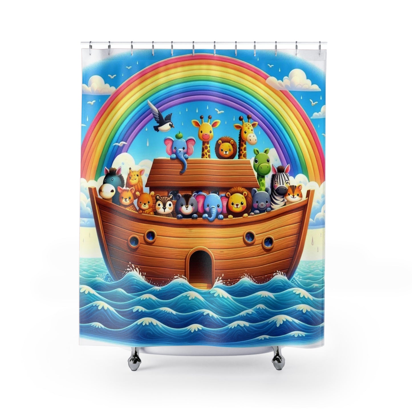 Noah's Ark Shower Curtain Kids Shower Curtain, Religious Shower Curtain, Cute Shower Curtain