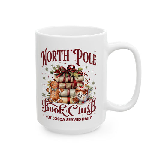 15oz Christmas Coffee Mug, Christmas Mug, Book Lover Mug, Holiday Coffee Mug, Book Club Mug