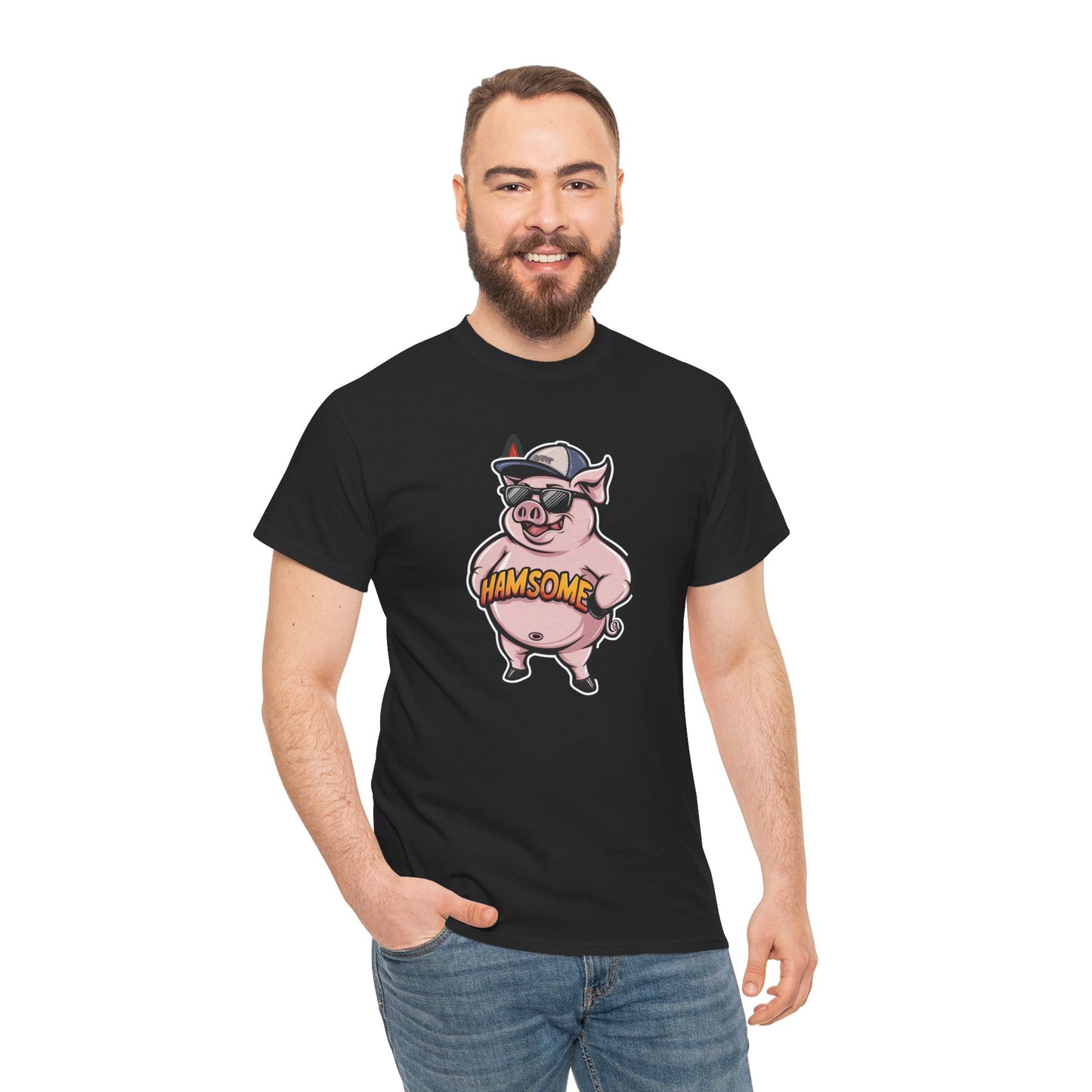 Pig T-shirt, Hamsome Shirt, Cute Animal T-shirt, Funny pig shirt, playful boyfriend tshirt, animal lover shirt, cute pig clothing