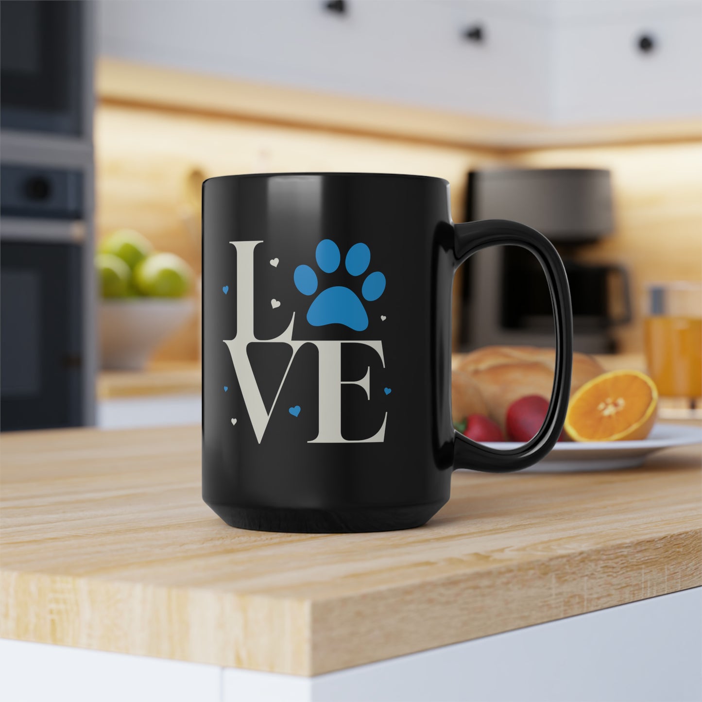 LOVE Paws Black Mug, 11oz or 15oz